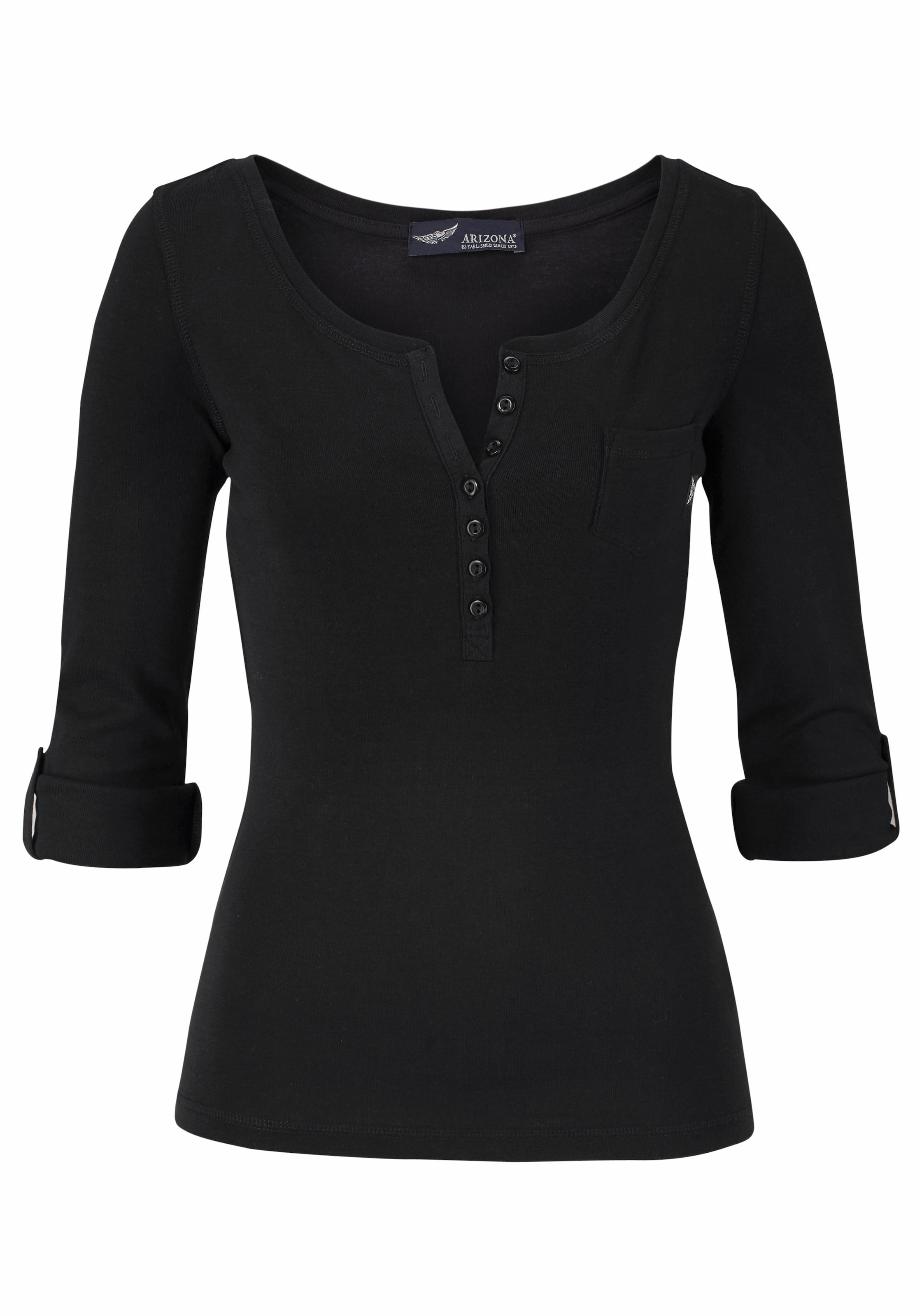 Arizona Langarmshirt sehr figurbetonter Schnitt,  unifarben,  Rundhalsausschnitt