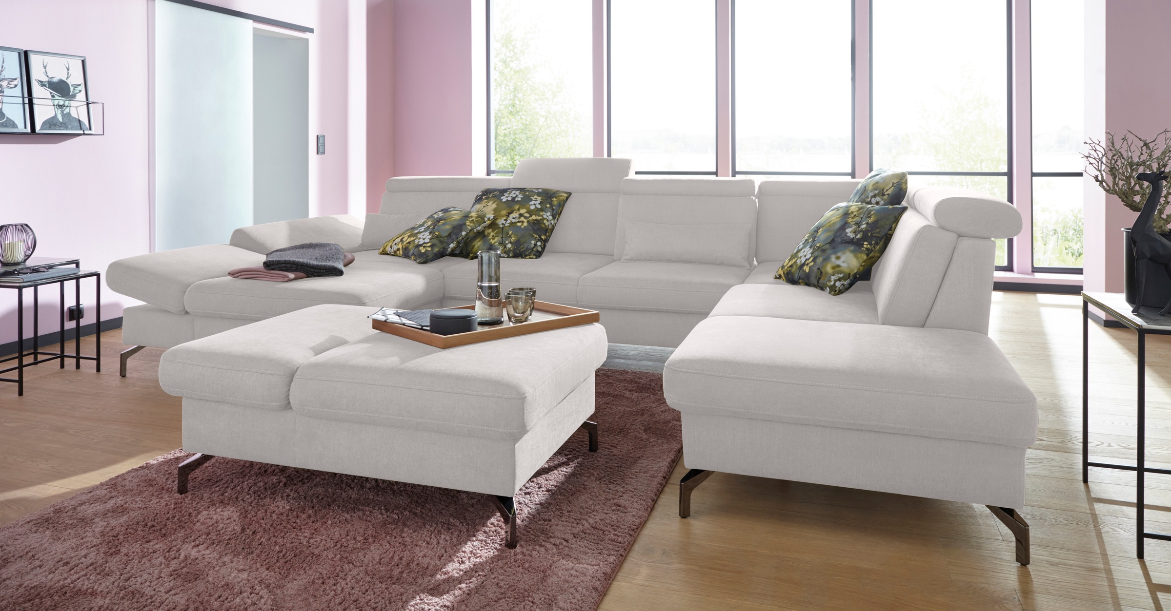 sit&more Wohnlandschaft »Brisbane U-Form«, Fußhöhe 12 cm, inklusive Sitztiefen-, Armteil- und Kopfteilverstellung