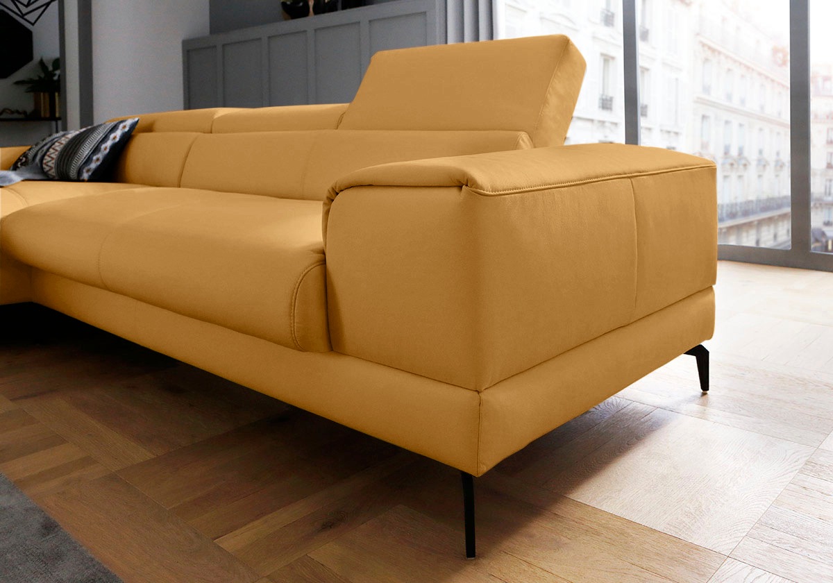 W.SCHILLIG Ecksofa »piedroo, Designsofa mit tollem Sitzkomfort, L-Form«, Kopfteilverstellung, wahlweise mit Sitztiefenverstellung, Breite 303cm