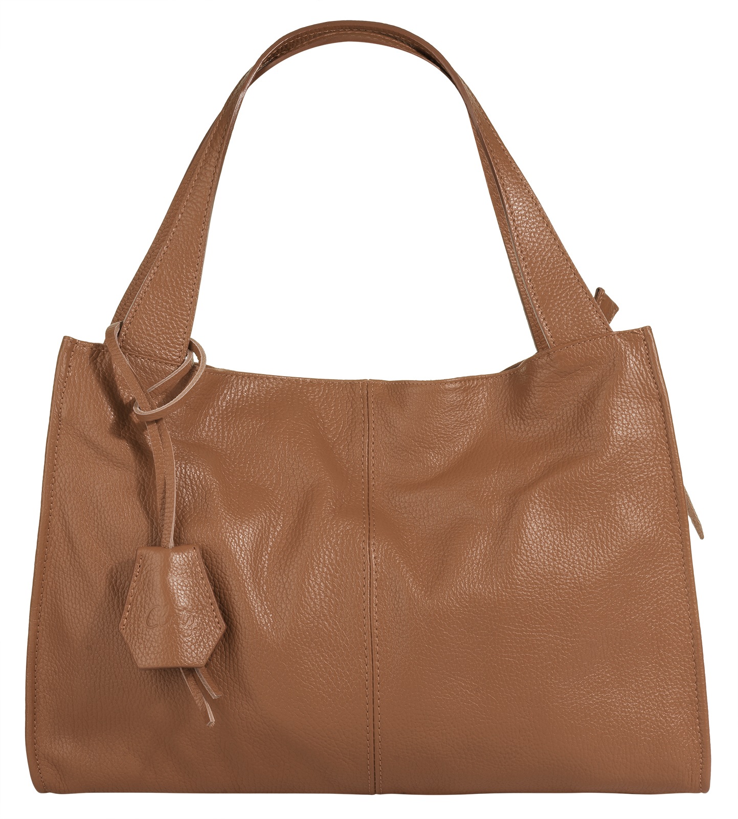 Cluty Damen Shopper echt Leder, Made in Italy braun