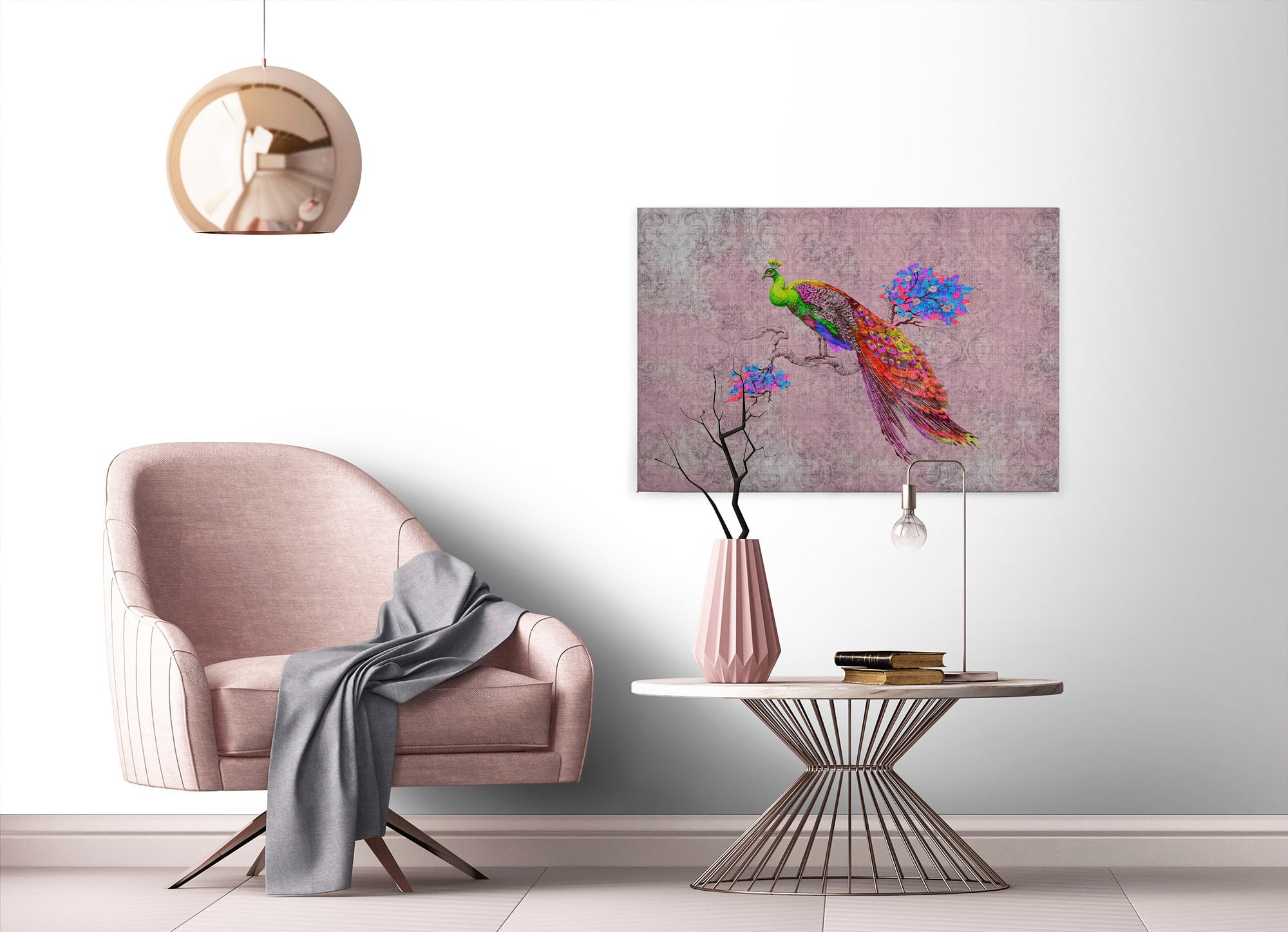 A.S. Création Leinwandbild »peacock«, Kunst-Tiere-Kinder, (1 St.), Keilrahmen Bild Bunt Pfau Leinwand-Bild Wohnzimmer modern Wandbild