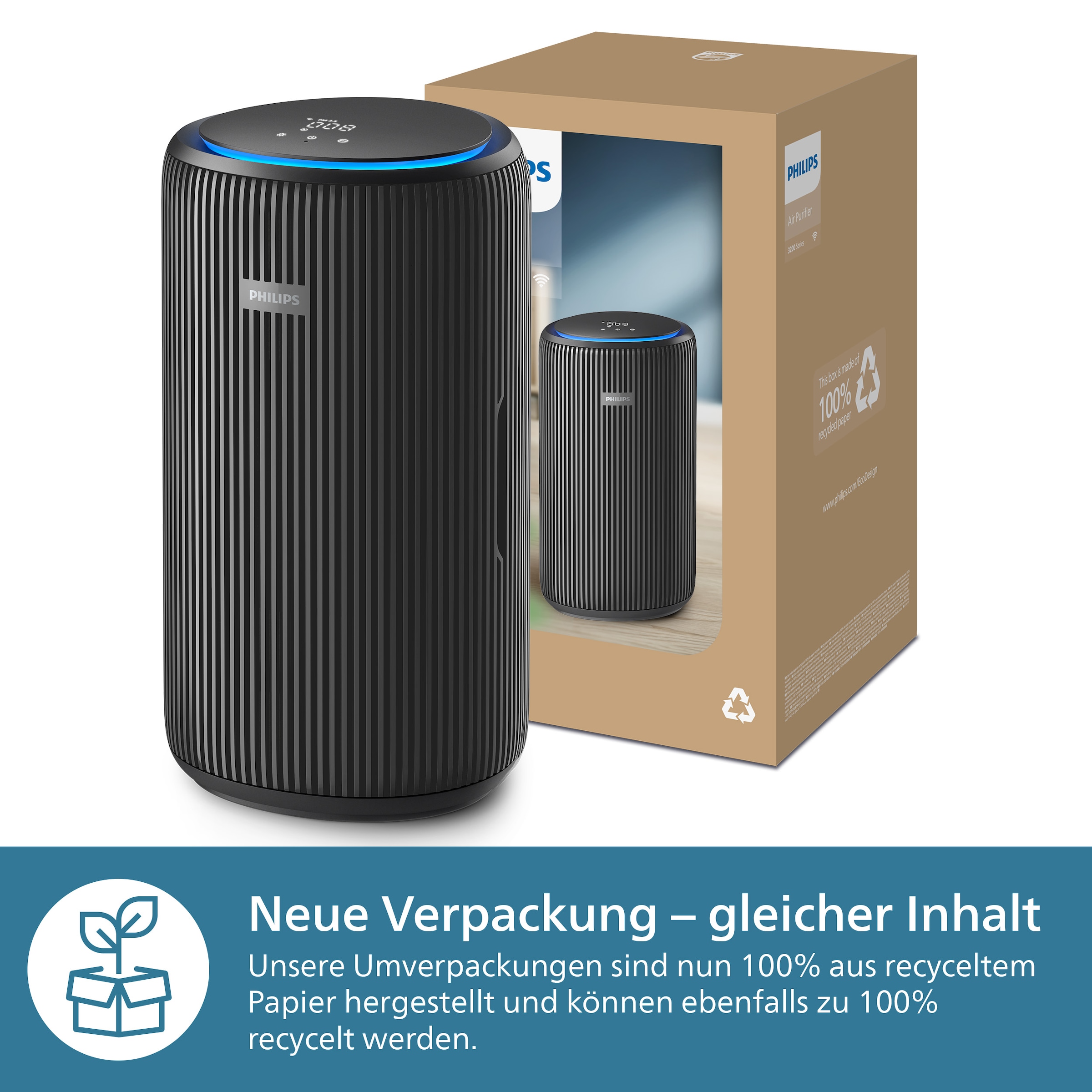 Philips Luftreiniger »AC3221/13 PureProtect 3200 Series, Luftreinigungsrate (CADR) 520 m³/h«, für 135 m² Räume, 3-Schichten-HEPA-Filtersystem, leise