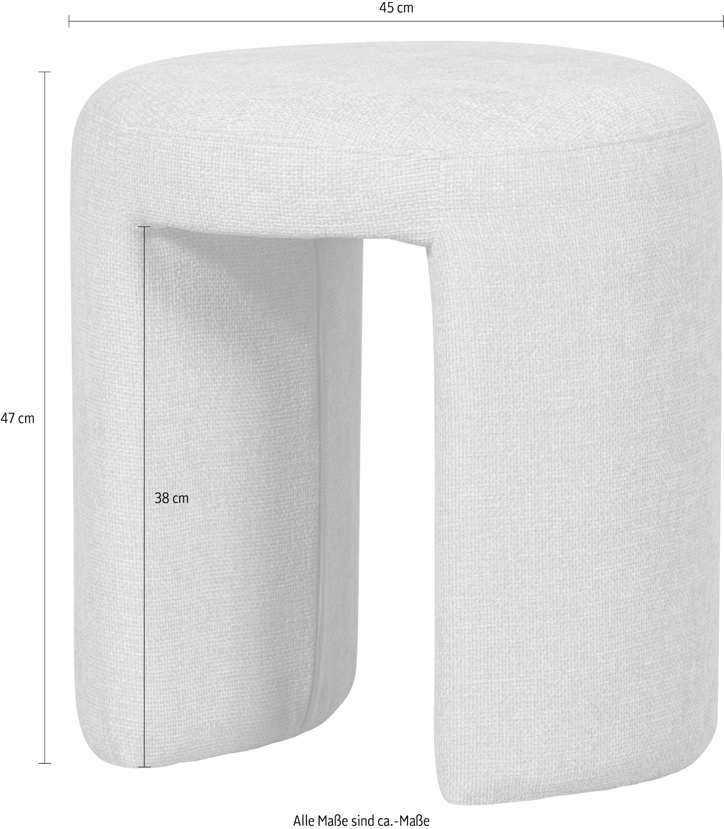 WOOOD Sitzhocker »Charlie kompakte Form, vollständig gepolstertes B 45 x T 45 x H 47 cm« Sehr hohe Verschleißfestigkeit, Tragkraft 100 kg, mittlere Sitzhöhe