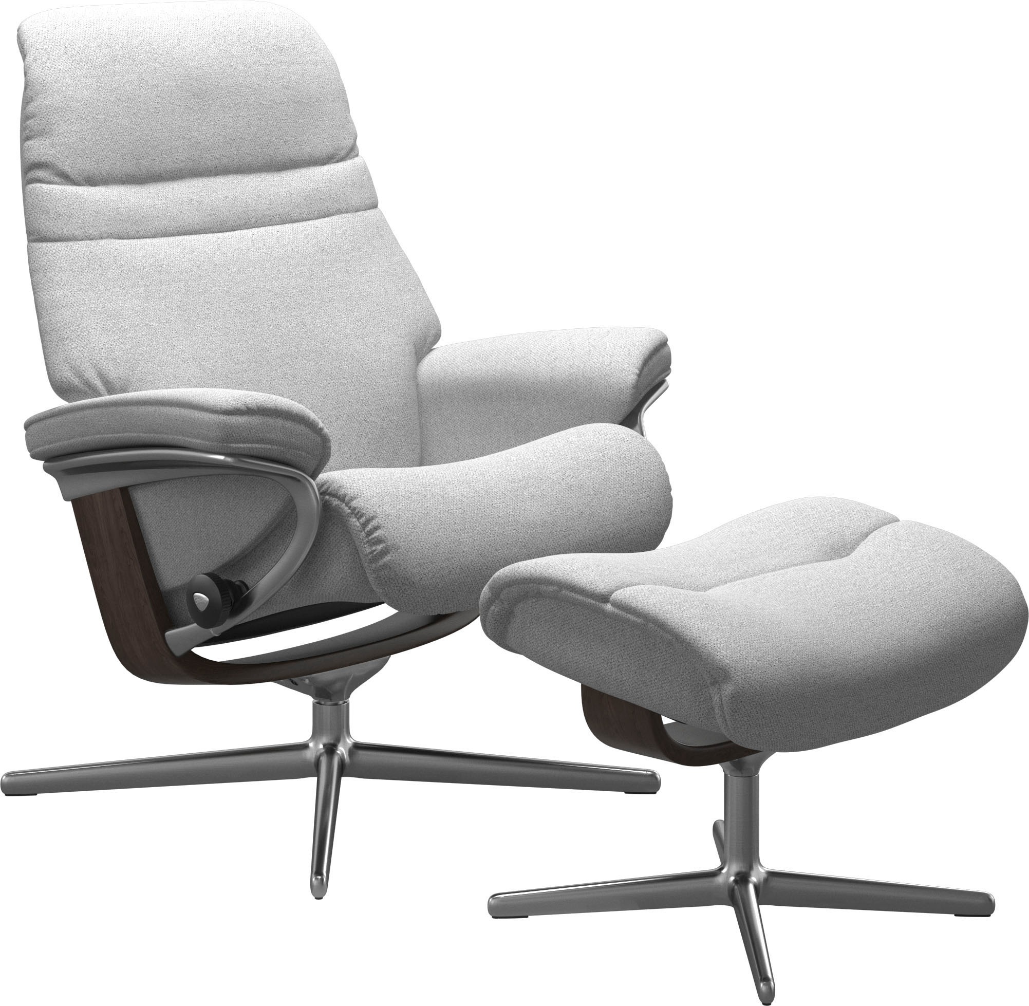 Stressless® Relaxsessel »Sunrise«, (Set, Relaxsessel mit Hocker), mit Hocker, mit Cross Base, Größe S, M & L, Holzakzent Wenge