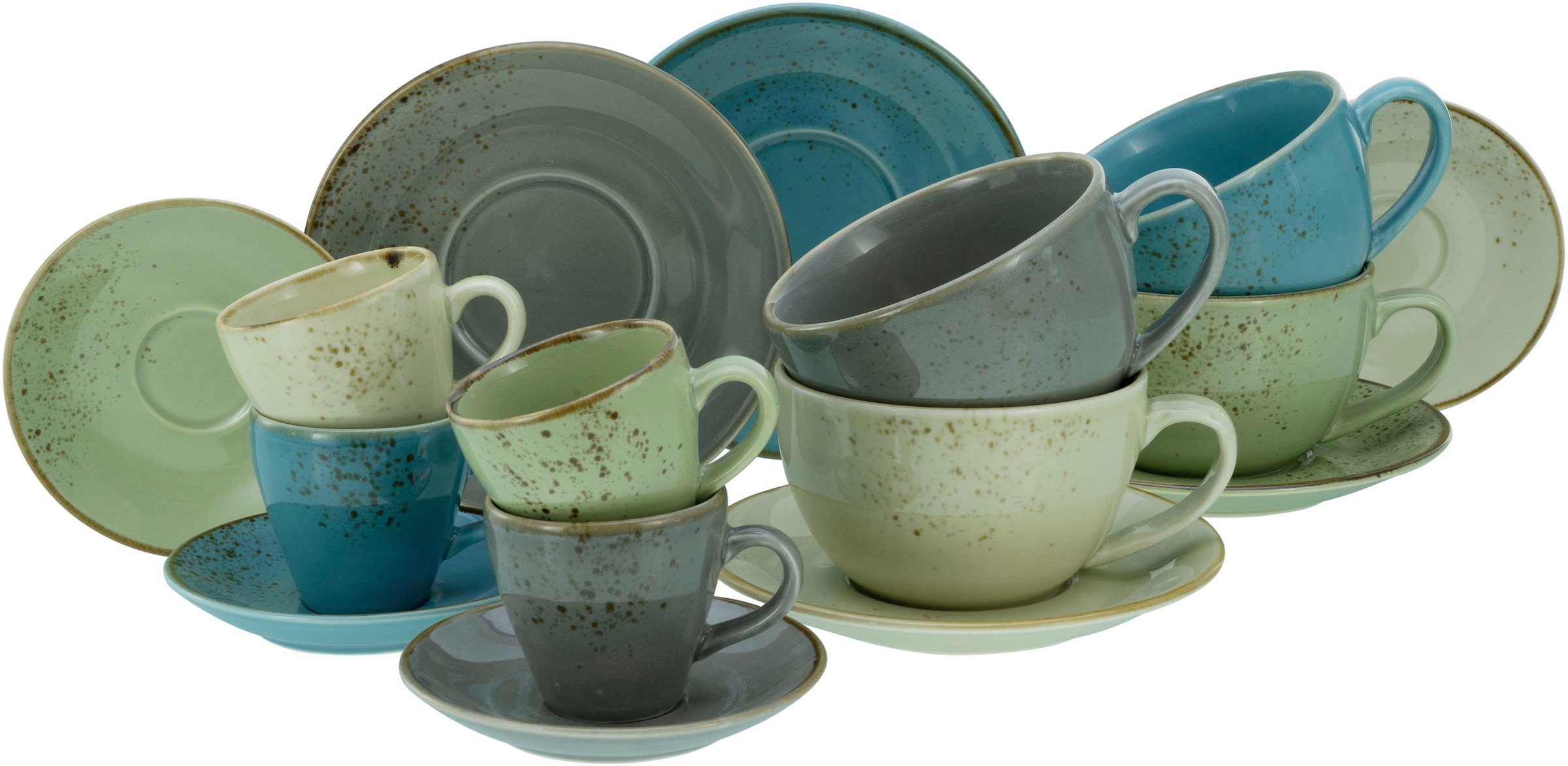 CreaTable Kaffeetassenset Nature Collection BUNT bunt Steinzeug 16 tlg. günstig online kaufen