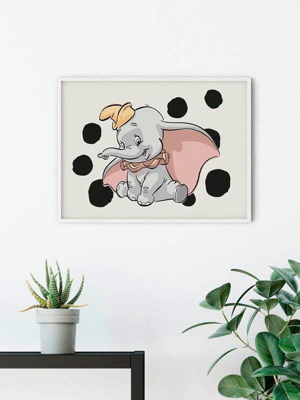 Komar Bild »Dumbo Dots Landscape«, Disney, (1 St.), Wandbild zur Dekoration im Kinderzimmer - ohne Rahmen