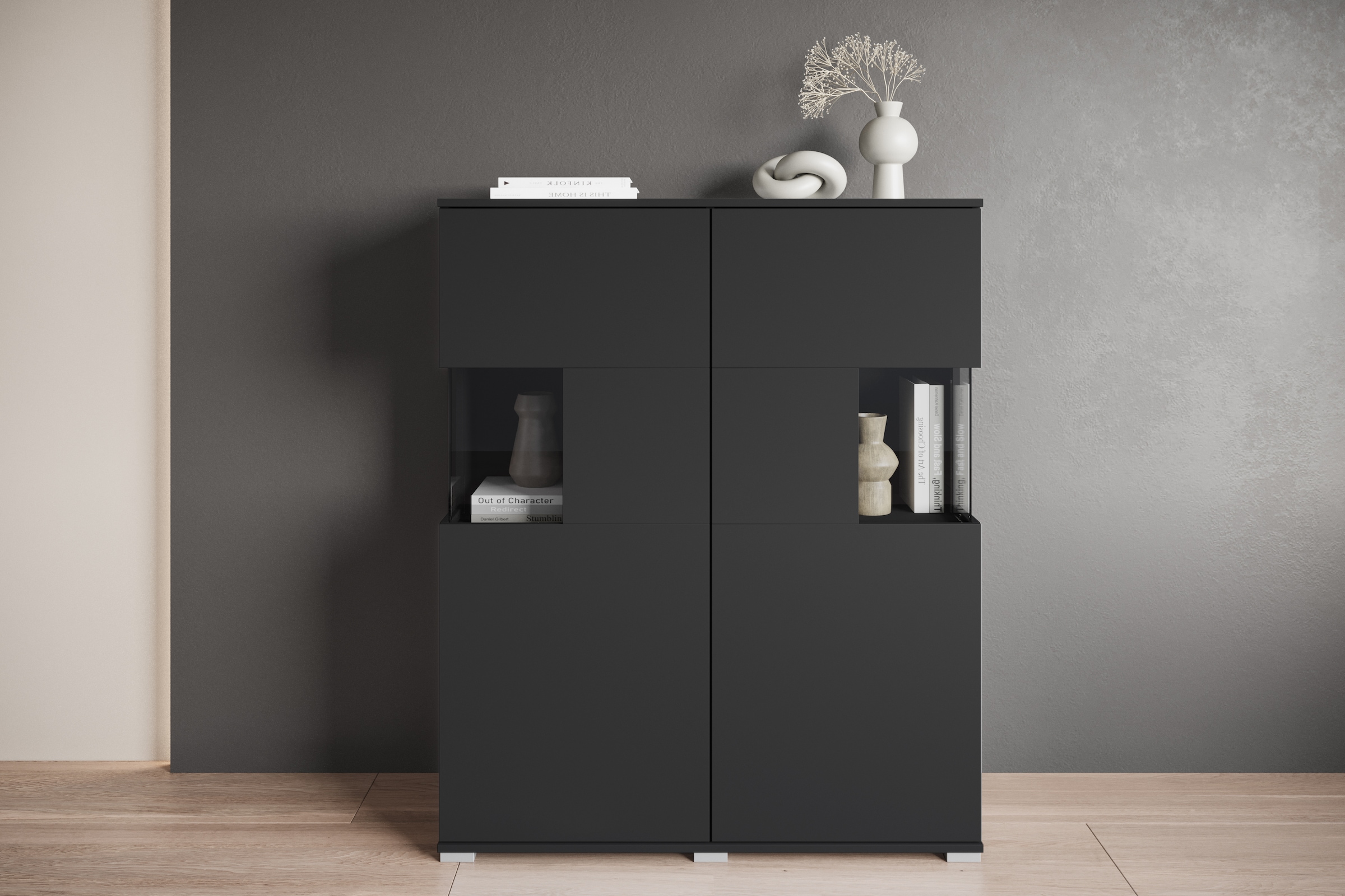 INOSIGN Highboard »Kenia«, (1 St.), Modernes Highboard mit Glastüren, Breite 100 cm