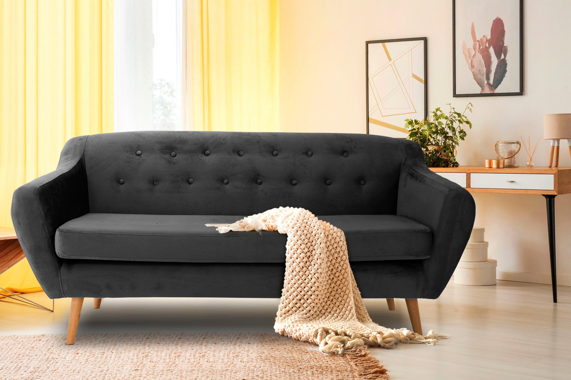 Home affaire 3-Sitzer »Renne« mit Heftung im Rücken im skandinavischem Stil günstig online kaufen