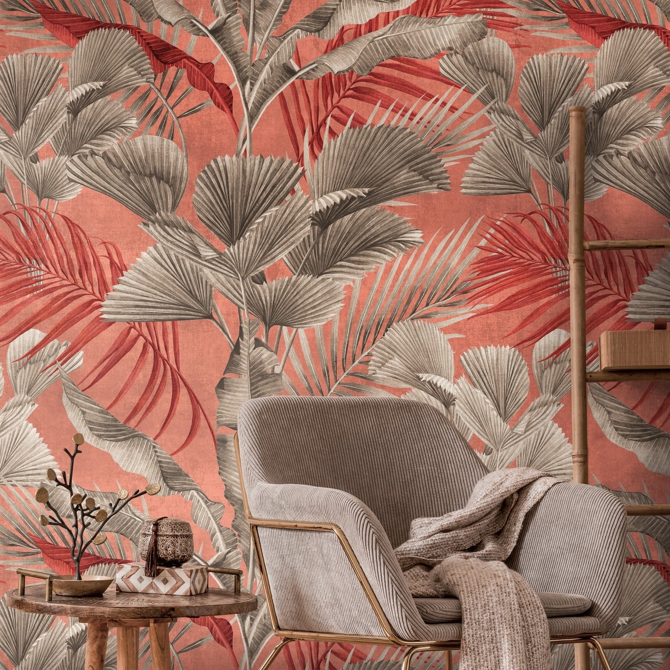 living walls Fototapete »Metropolitan Stories. Travel Styles. Tapete Dschungel«, matt-gemustert-neutral, Palmenblätter Fototapete Floral Tapeten Wohnzimmer Schlafzimmer Küche