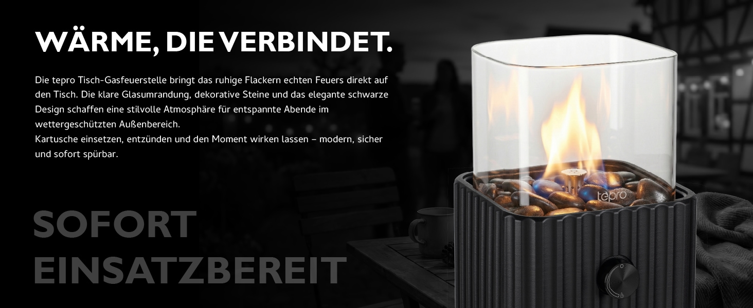 Tepro Feuerstelle »Tisch-Gasfeuerstelle mit Dekosteinen«