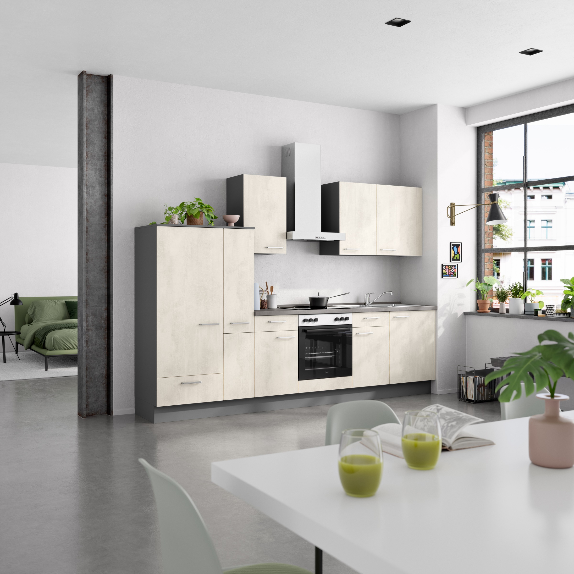 nobilia® Küchenzeile »"Riva I"« vormontiert, Ausrichtung wählbar, Breite 300 cm, wahlw. mit E-Geräten