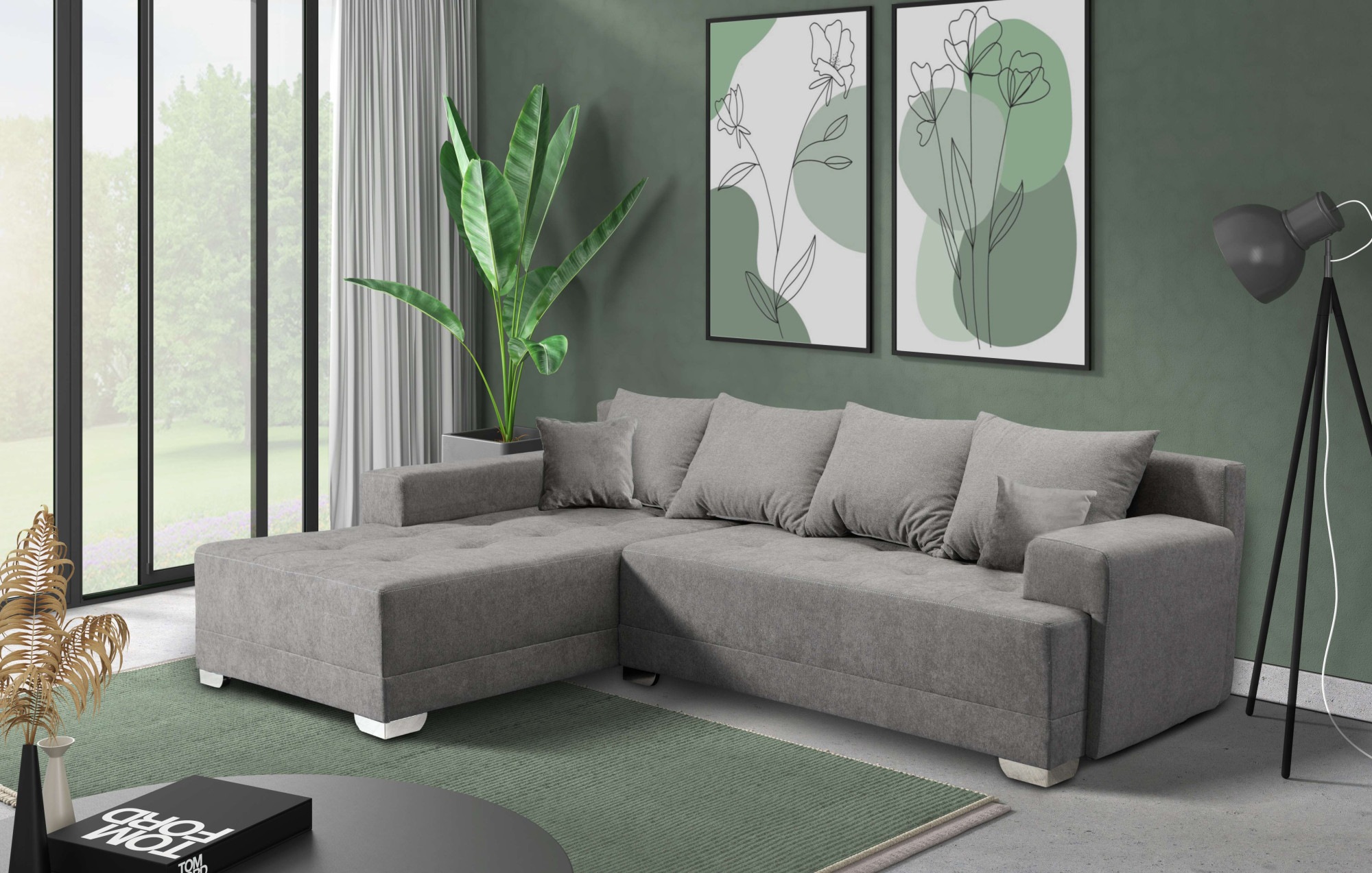 INOSIGN Ecksofa "Riverton, mit Bettfunktion (125/215 cm) und Bettkasten, St günstig online kaufen