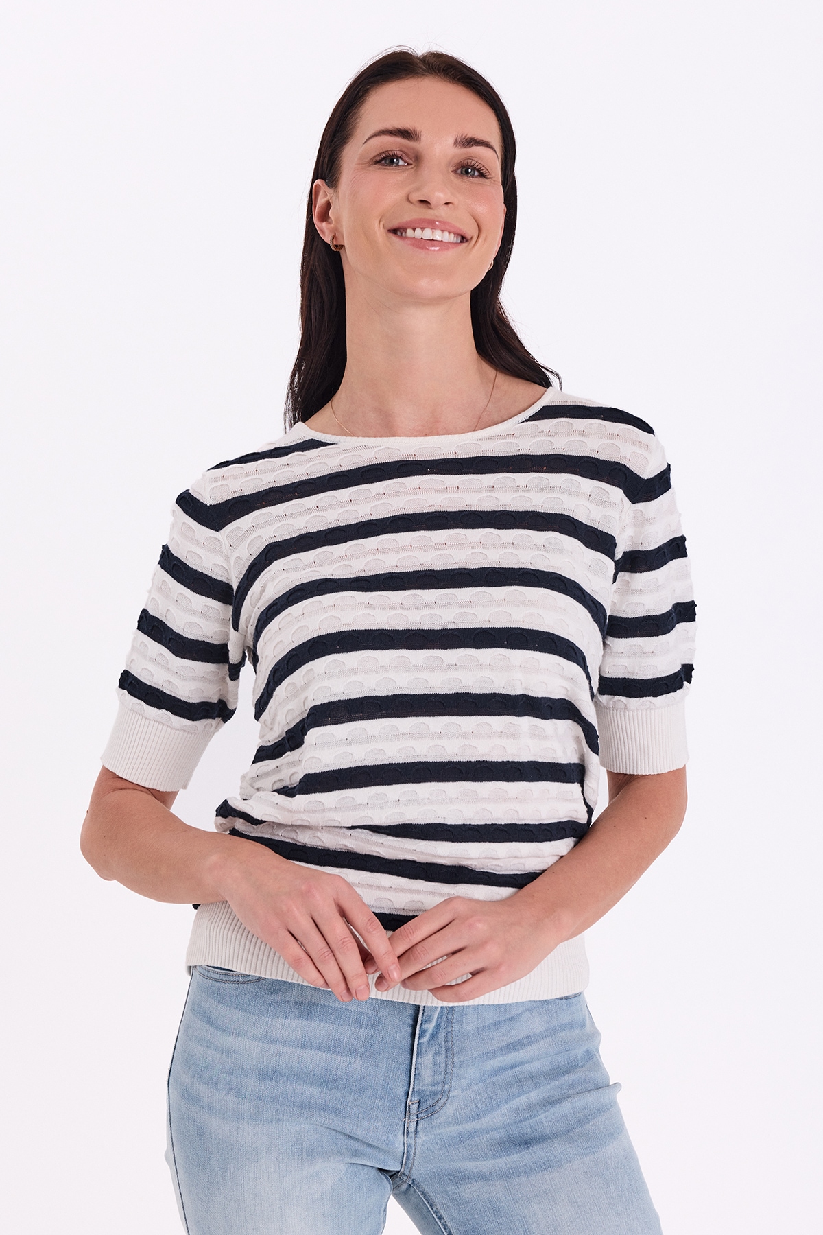 FREEQUENT Strickpullover »FQDODO-PULLOVER« bequeme Passform, gestreifte Optik