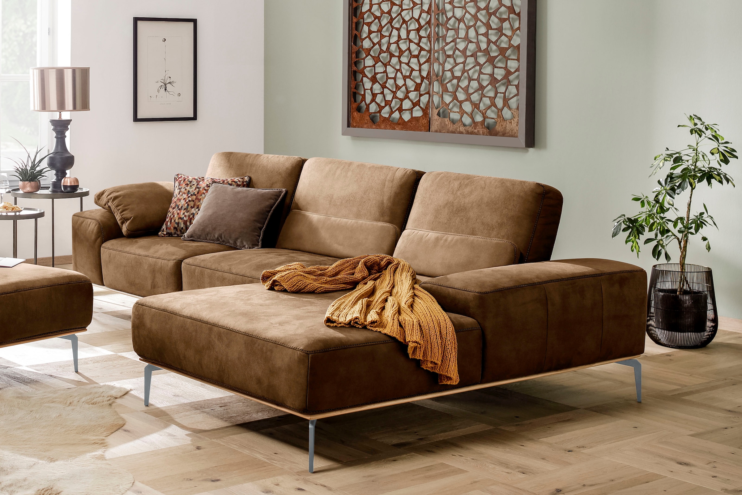 W.SCHILLIG Ecksofa "run", mit elegantem Holzsockel, Füße in Silber matt, Br günstig online kaufen