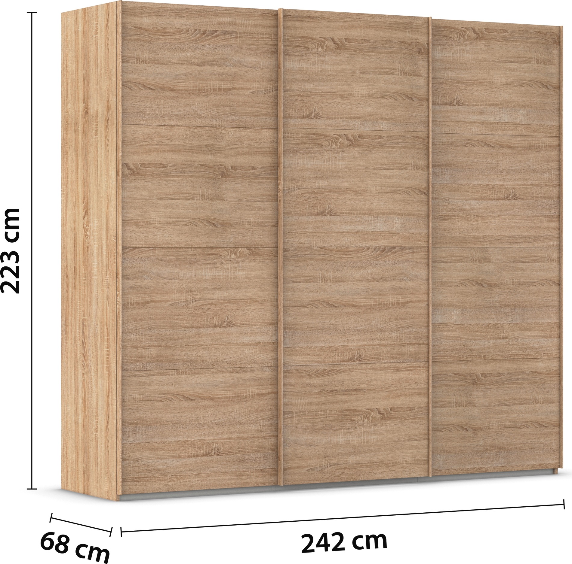 rauch Schwebetürenschrank »Kleiderschrank Schrank Garderobe Schlafzimmerschrank EVELYN«, in elegantem Stil, in 5 Breiten, Griffe in Korpusfarbe MADE IN GERMANY