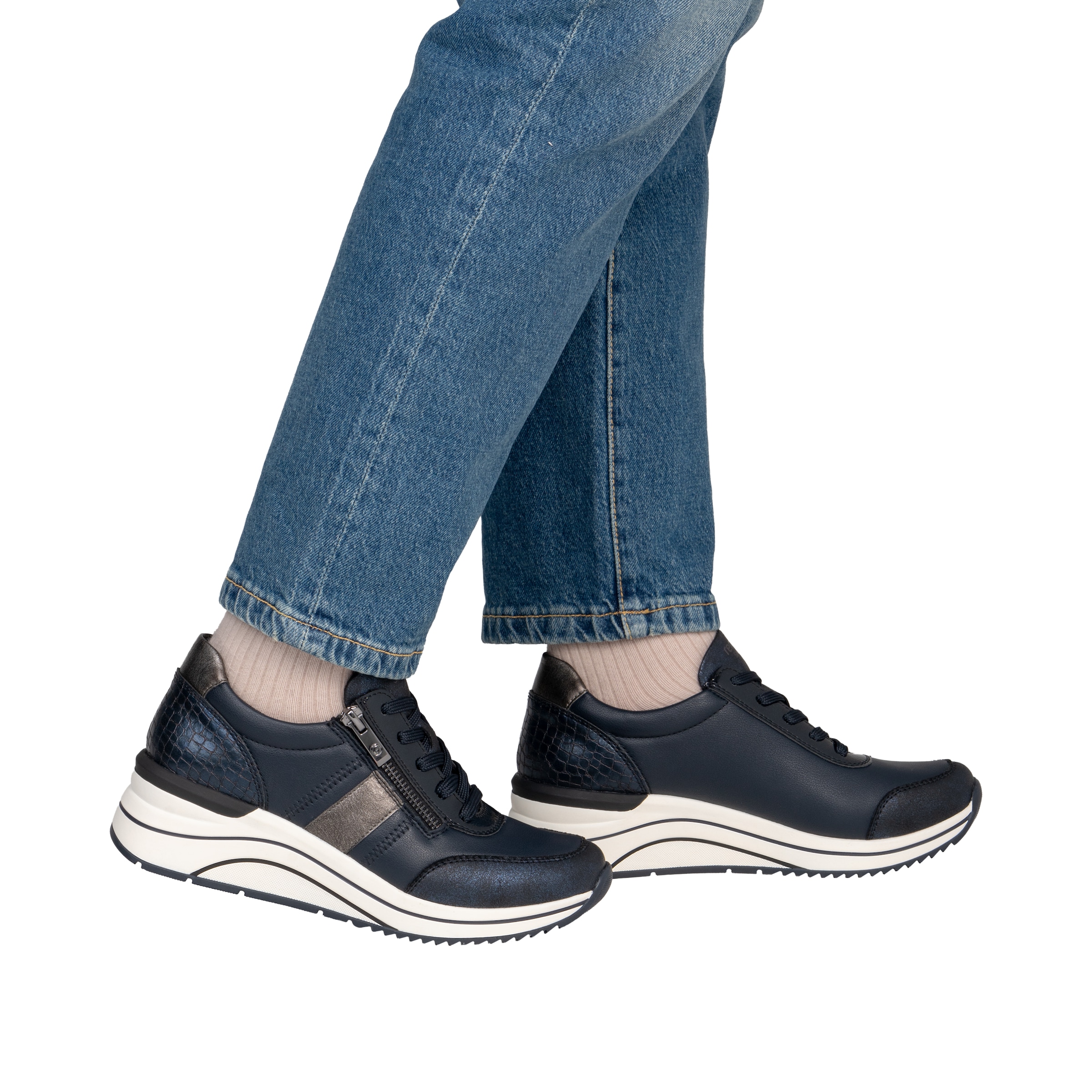 Remonte Keilsneaker  Halbschuh, Freizeitschuh, Schnürer mit praktischem Außenreißverschluss