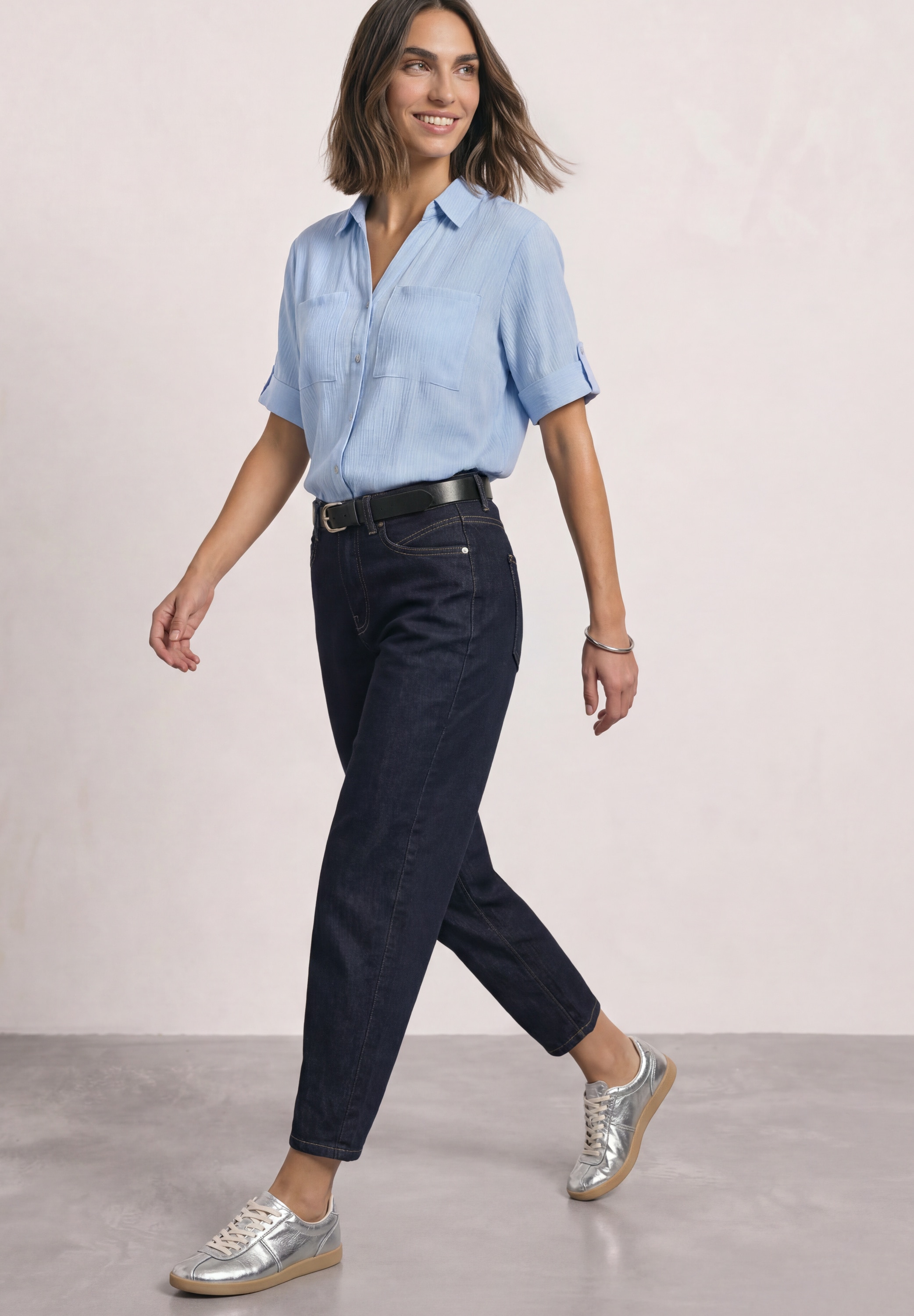 STREET ONE Loose-fit-Jeans »Style Karlie« im Rinsed-Look / Barrel Leg mit Stretch