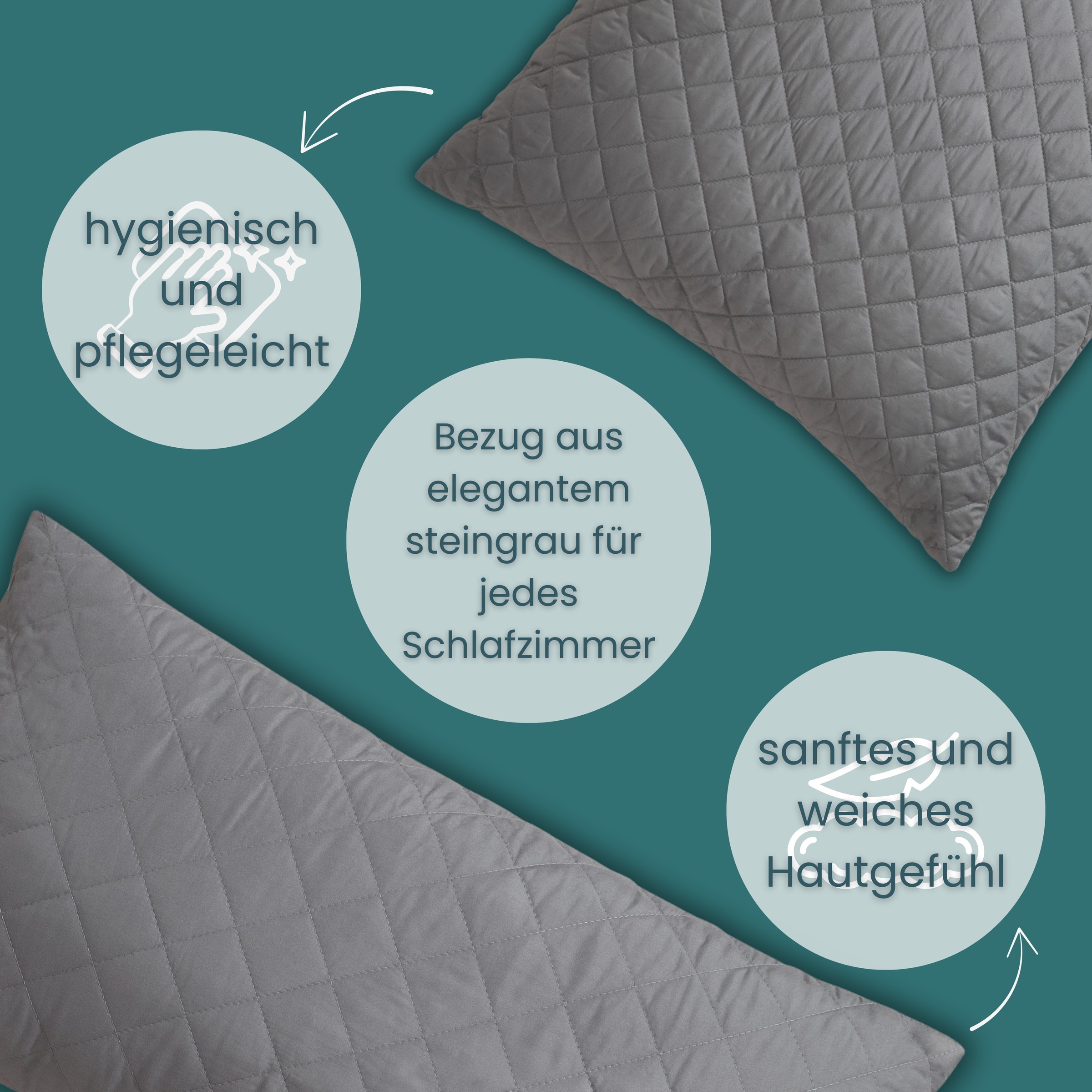 OTTO home Microfaserkissen »Clarra, Kopfkissen 40x80 cm, 80x80 cm« Füllung: Polyester Bezug: Polyester 1 Stk. tlg. Rückenschläfer, Seitenschläfer, Kissen in grau