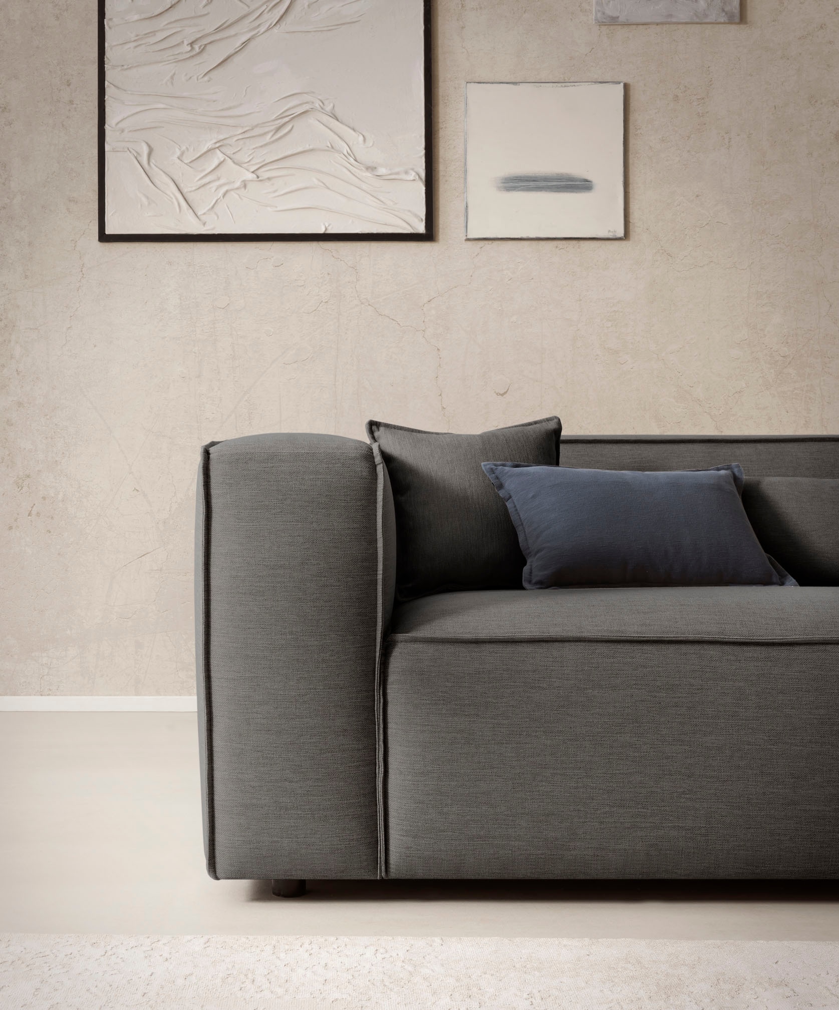 LeGer Home by Lena Gercke Polsterecke »PIARA XXL, L-Form mit Schlaffunktion, Big-Sofa in Cord o. Leinenoptik«, Hocker stellbar zum Schlafsofa (Krokodilverbinder), tiefe Sitzfläche