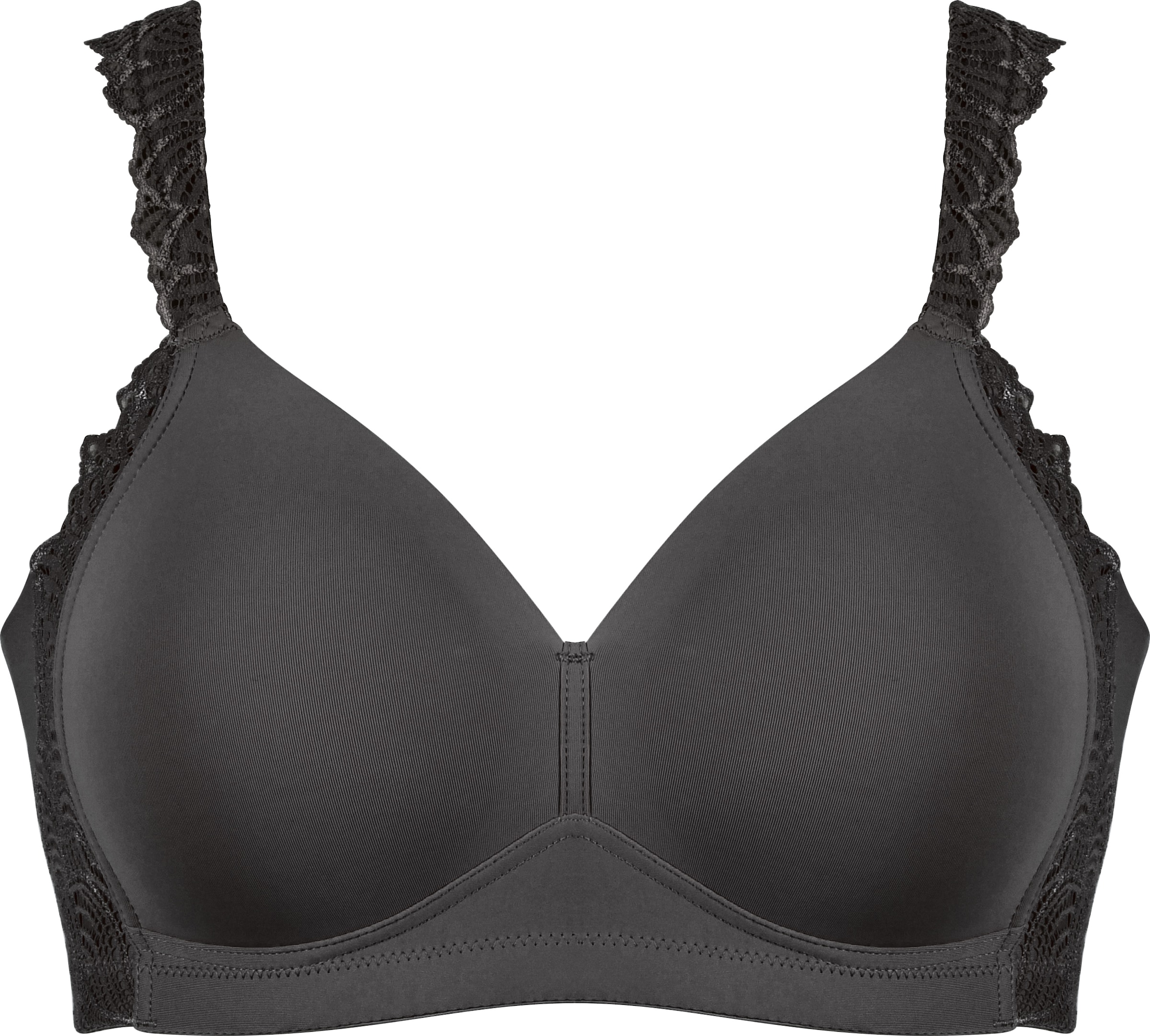 Naturana Bügelloser BH, vorgeformte Cups, breite Träger, ohne Bügel, mit Spitze, bequem