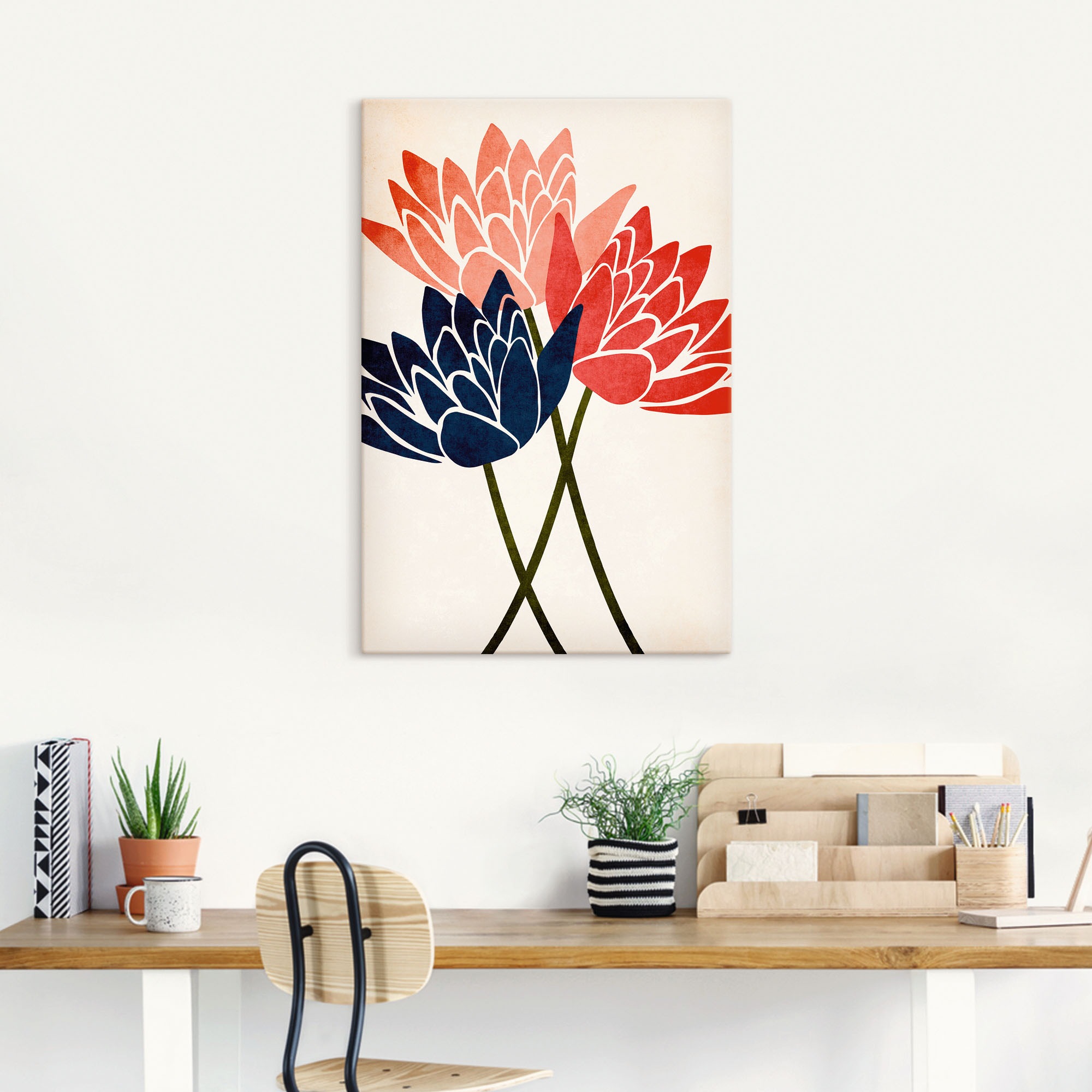 Artland Leinwandbild »Drei Blüten«, Blumenbilder, (1 St.), auf Keilrahmen gespannt