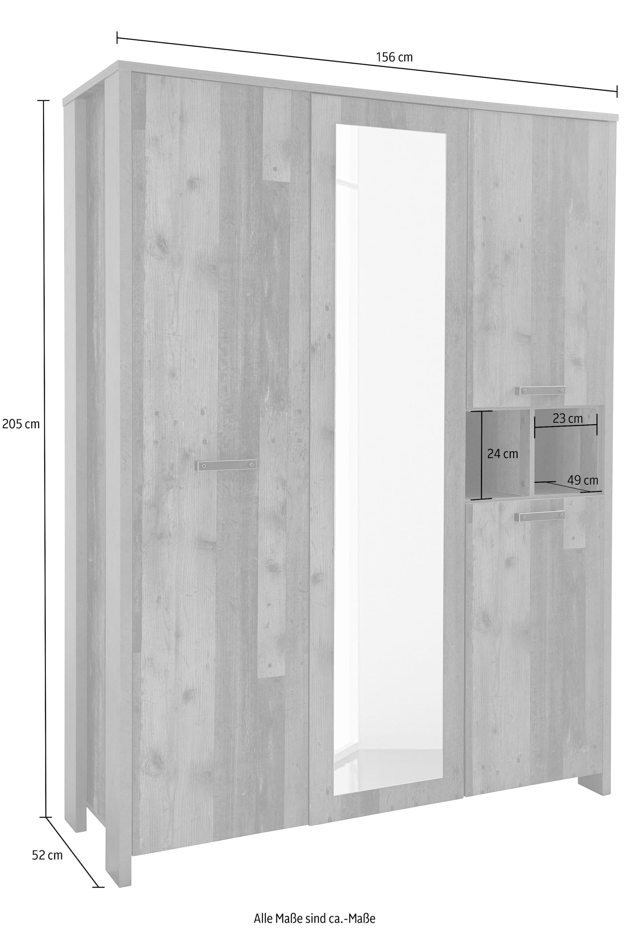 FORTE Kleiderschrank »Clif«, (Maße: B/H/T ca. 156x205x52 cm), mit Spiegelauflage