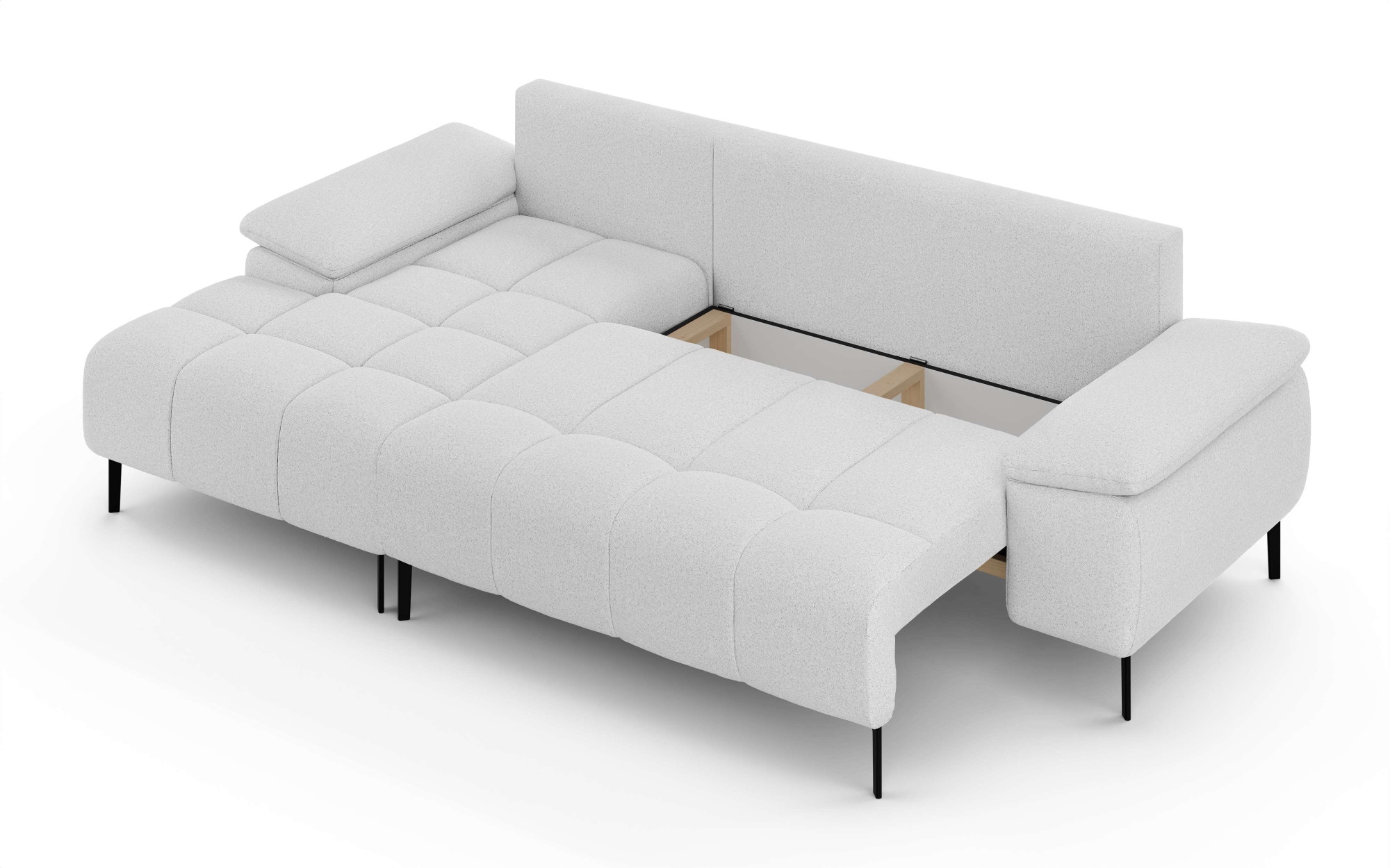 INOSIGN Ecksofa »DROMARA Schlafsofa mit Bettkasten, Maße: B/T/H 277/141/91 cm«, L-Form mit Recamiere rechts/links bestellbar, Wellenunterfederung