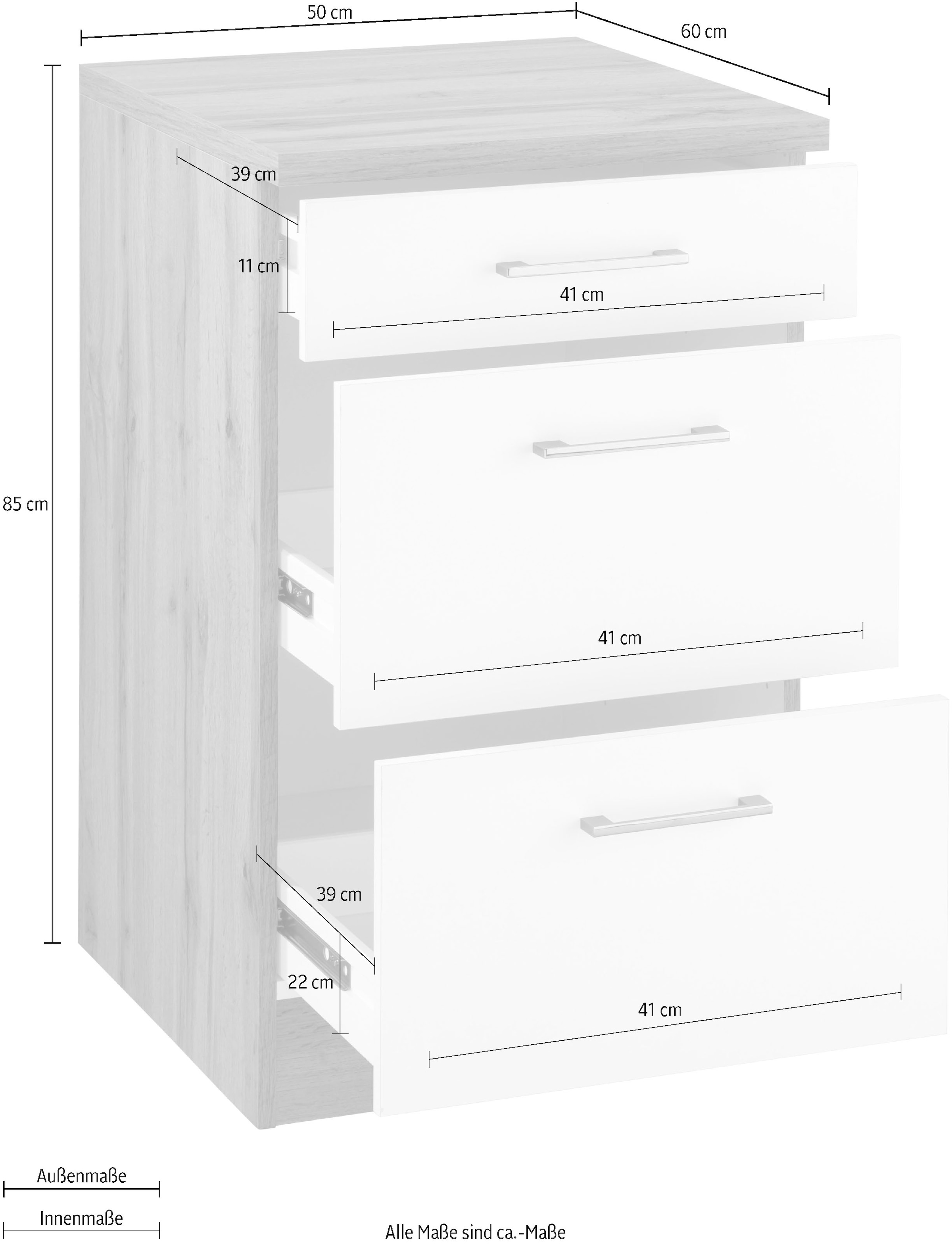 HELD MÖBEL Auszugsunterschrank »Colmar«, 50 cm, mit Metallgriff, alles  sofort greifbar dank zwei großer Auszüge auf Rechnung kaufen