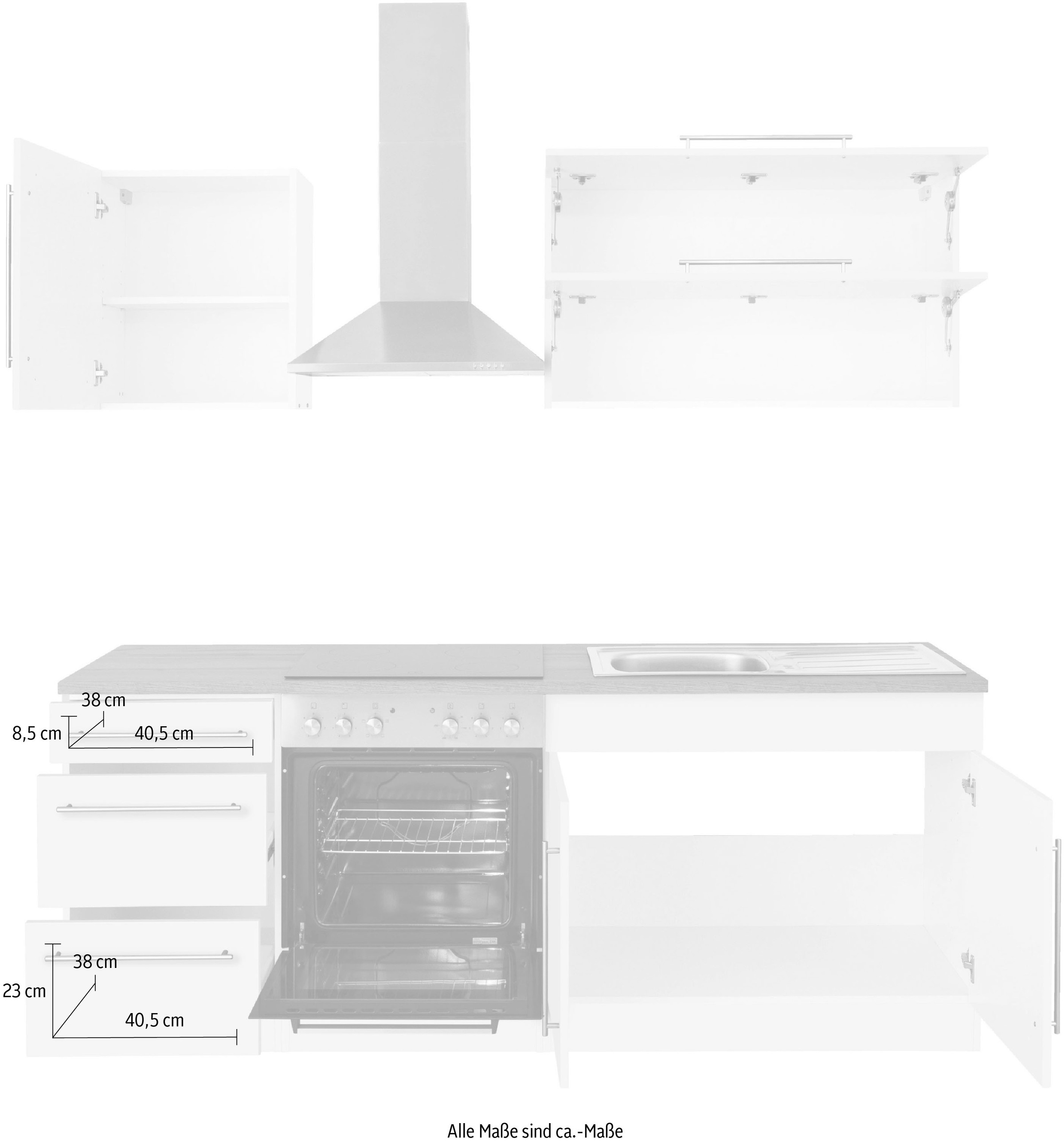 HELD MÖBEL Küchenzeile »Samos«, bestellen cm ohne E-Geräte, online Breite 210