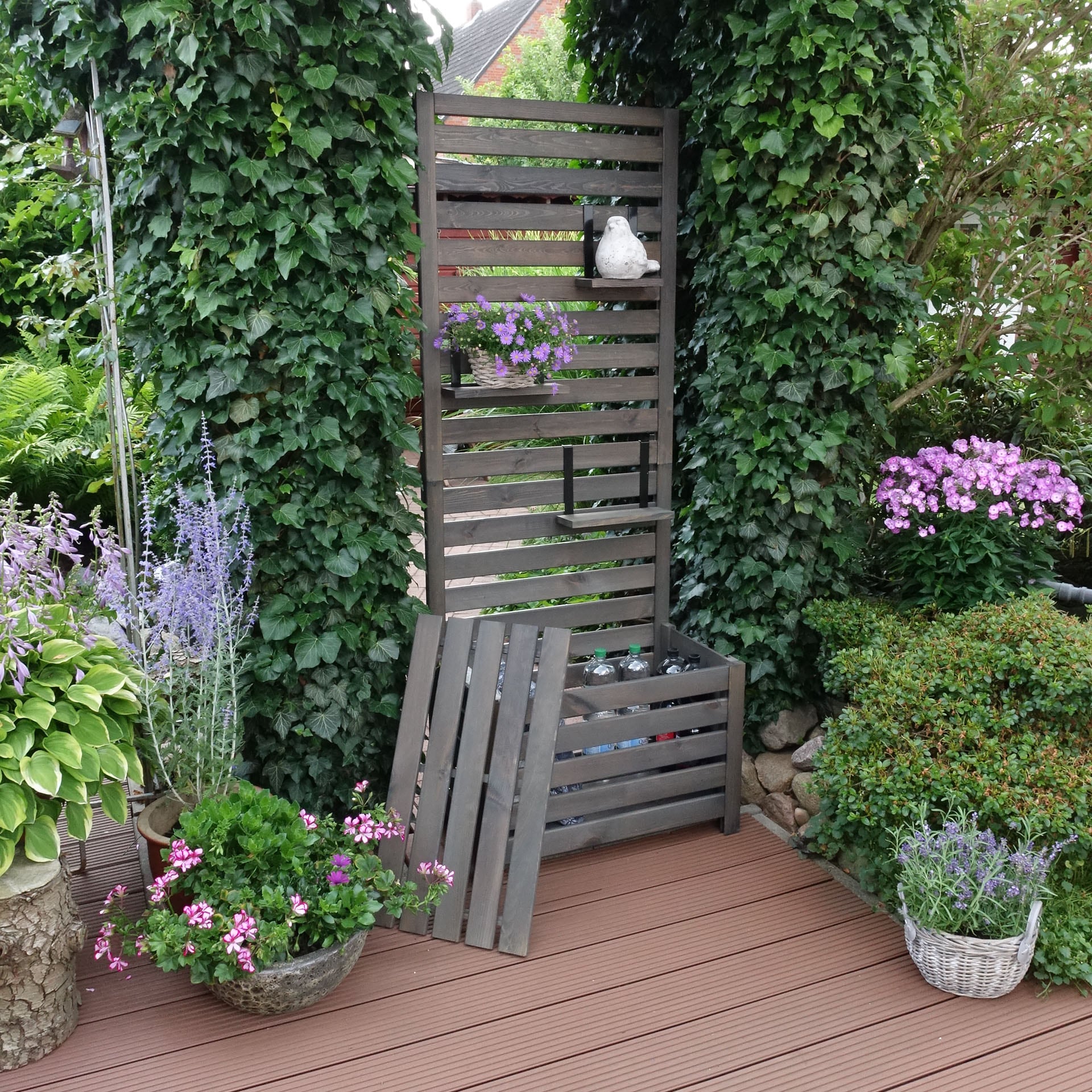 promadino Spalier »für Balkon und Garten« Sitzgelegenheit und Sichtschutz, L70xT40xH180cm, Volumen: 91 Liter