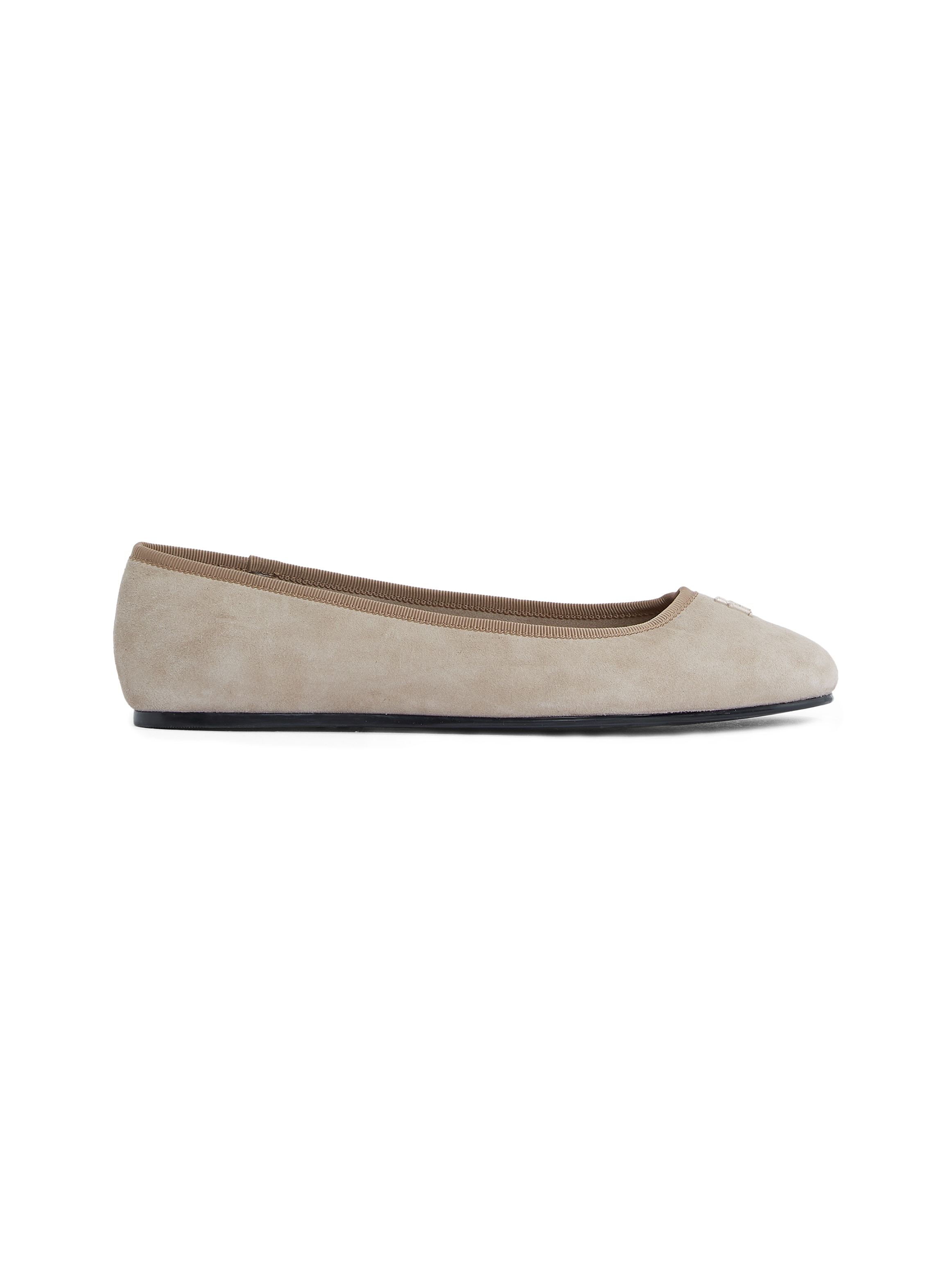 Tommy Hilfiger Ballerina »TH HARDWARE SUEDE BALLERINA«, Flats, Businessschuh, Bequemschuh, Schlupfschuh mit TH-Logo