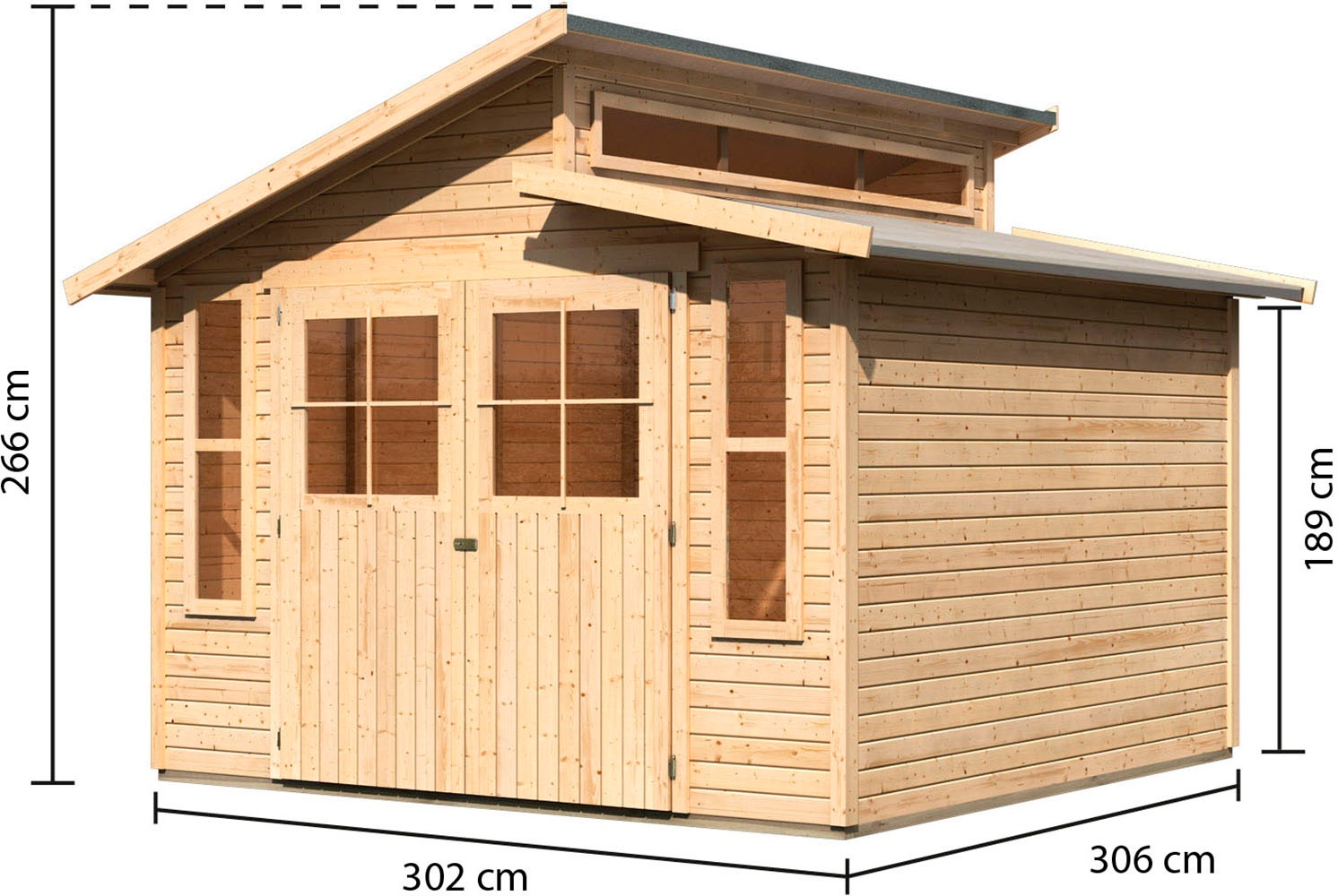 Karibu Gartenhaus »"Schiefenberg 7" naturbelassen«, aus hochwertiger nordischer Fichte mit wasserabweisender Profilierung