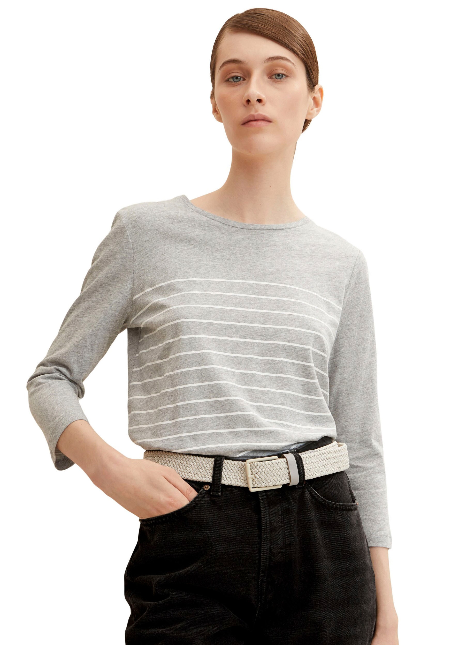 TOM TAILOR 3/4-Arm-Shirt, (Packung, 2 tlg., 2er-Pack), im Doppel - immer Ringel + uni