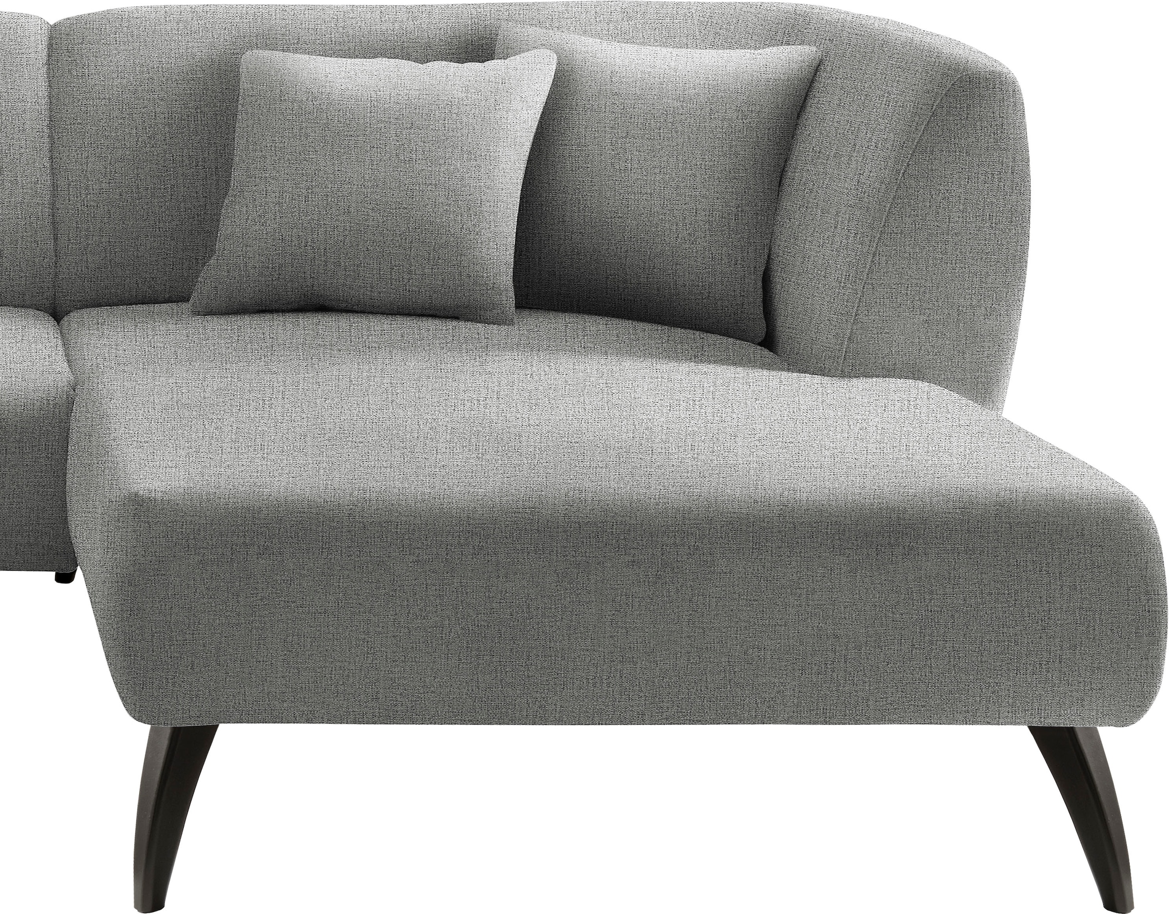 Home affaire Ecksofa »Colori Polstermöbel mit zeitlos eleganter Rückenführung. L-Form« Holzfußfarbe wählbar, inkl. 4x Zierkissen