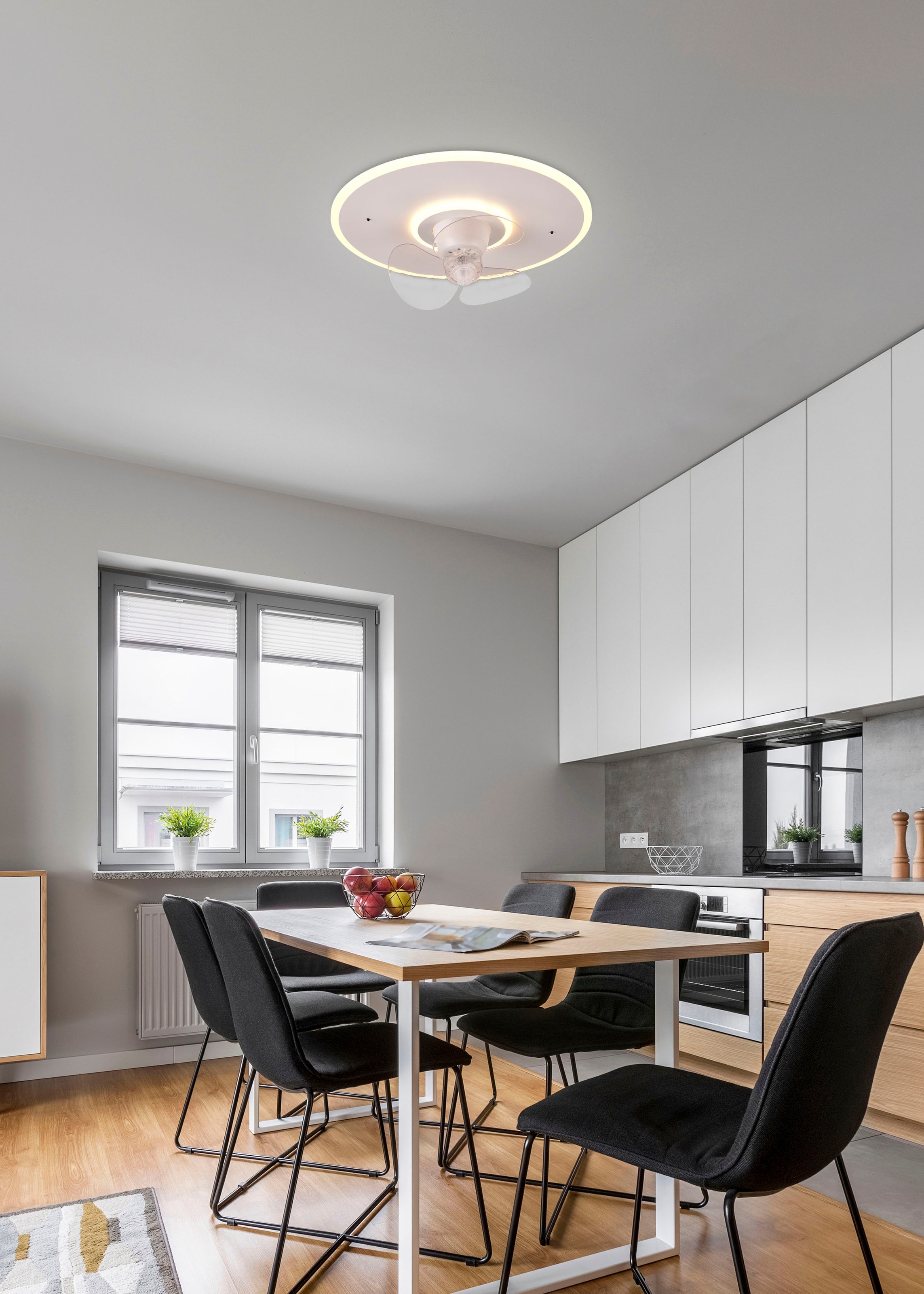 REALITY Leuchten LED Deckenleuchte »Nybro Deckenventilator«, 1 flammig, Leu günstig online kaufen