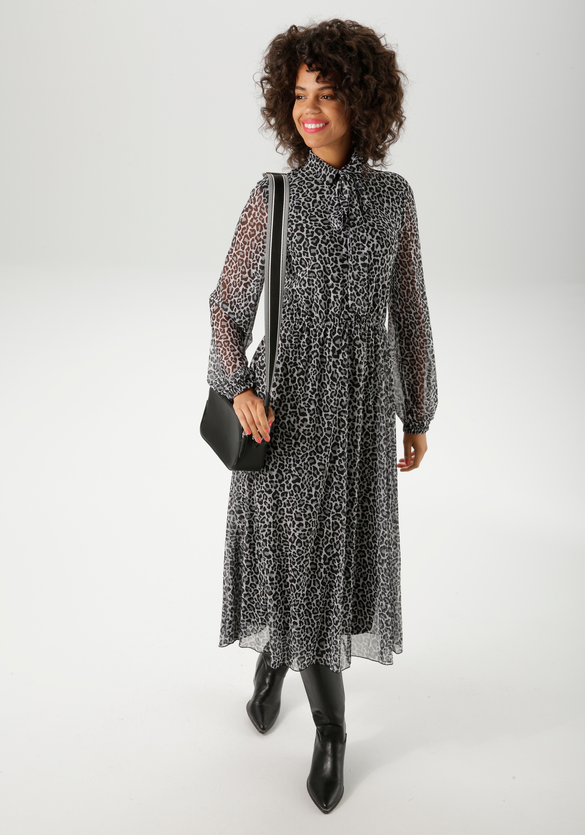 Aniston CASUAL Blusenkleid, mit farbharmonischem Animal-Print - NEUE KOLLEKTION