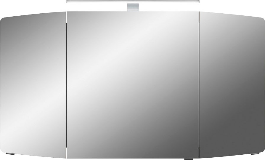 Saphir Badmöbel-Set »Cassca Sprint 4-teilig Mineralmarmor-Waschtisch mit LED-Spiegelschrank«, (5 St.), Midischrank, Unterschrank, inkl. Türdämpfer, 7 Türen, 5 Schubladen