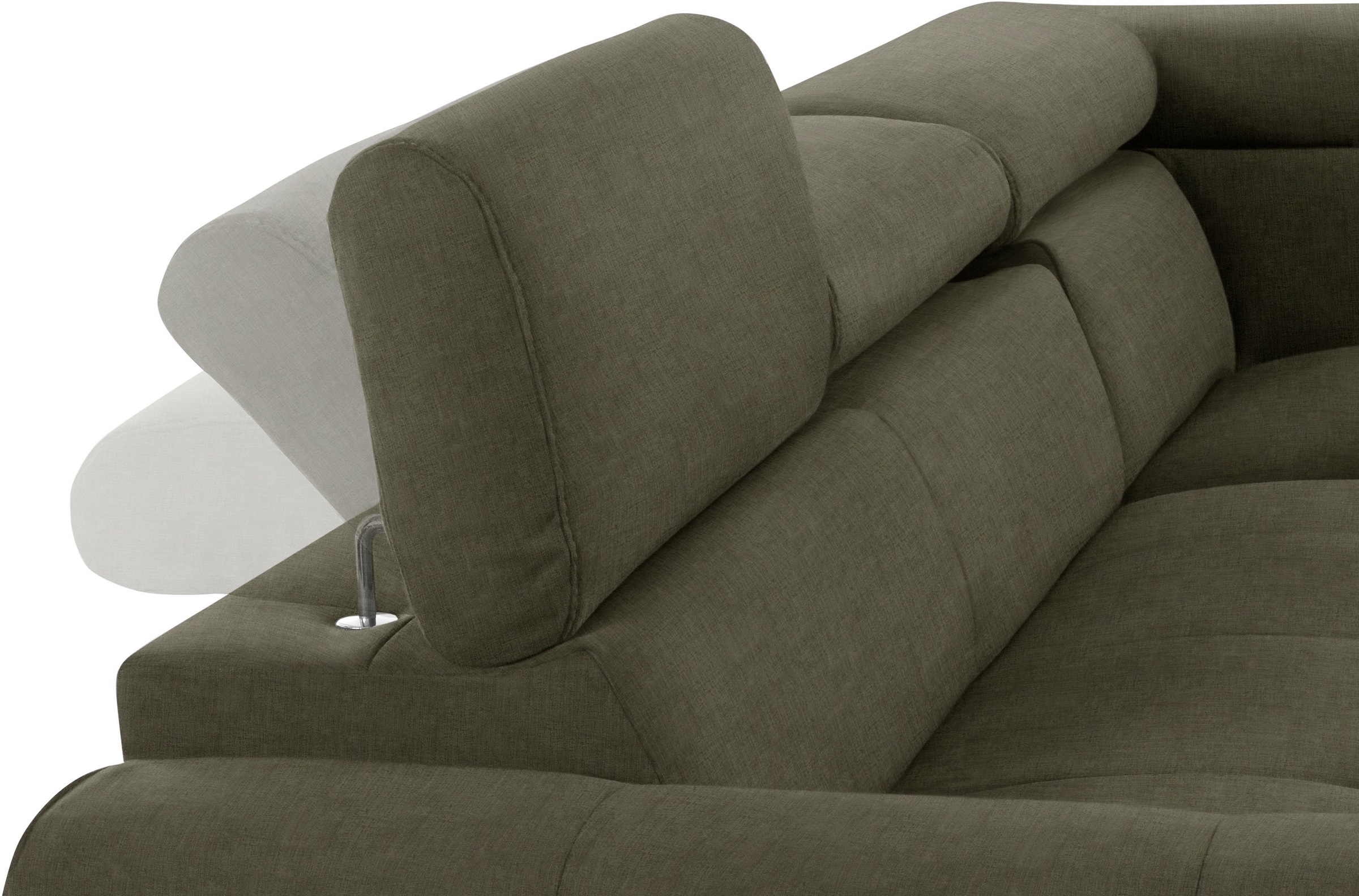 COTTA Ecksofa »Mia L-Form mit 3 Zierkissen«, wahlweise mit Bettfunktion, Bettkasten, Beleuchtung & Wireless-Charger
