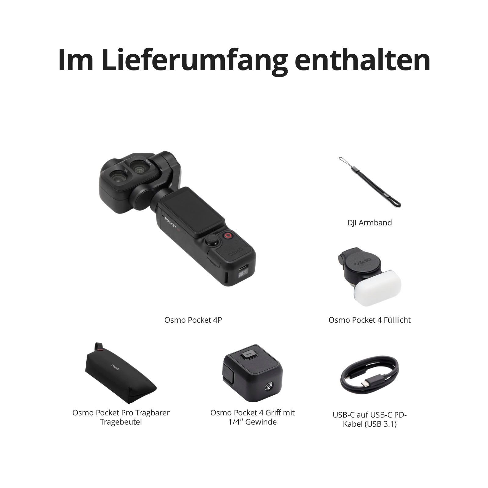 DJI Kompaktkamera »Osmo Pocket 4P (Pro) Standard Combo« , 37 , 3 fach fach x opt. Zoom , Bluetooth