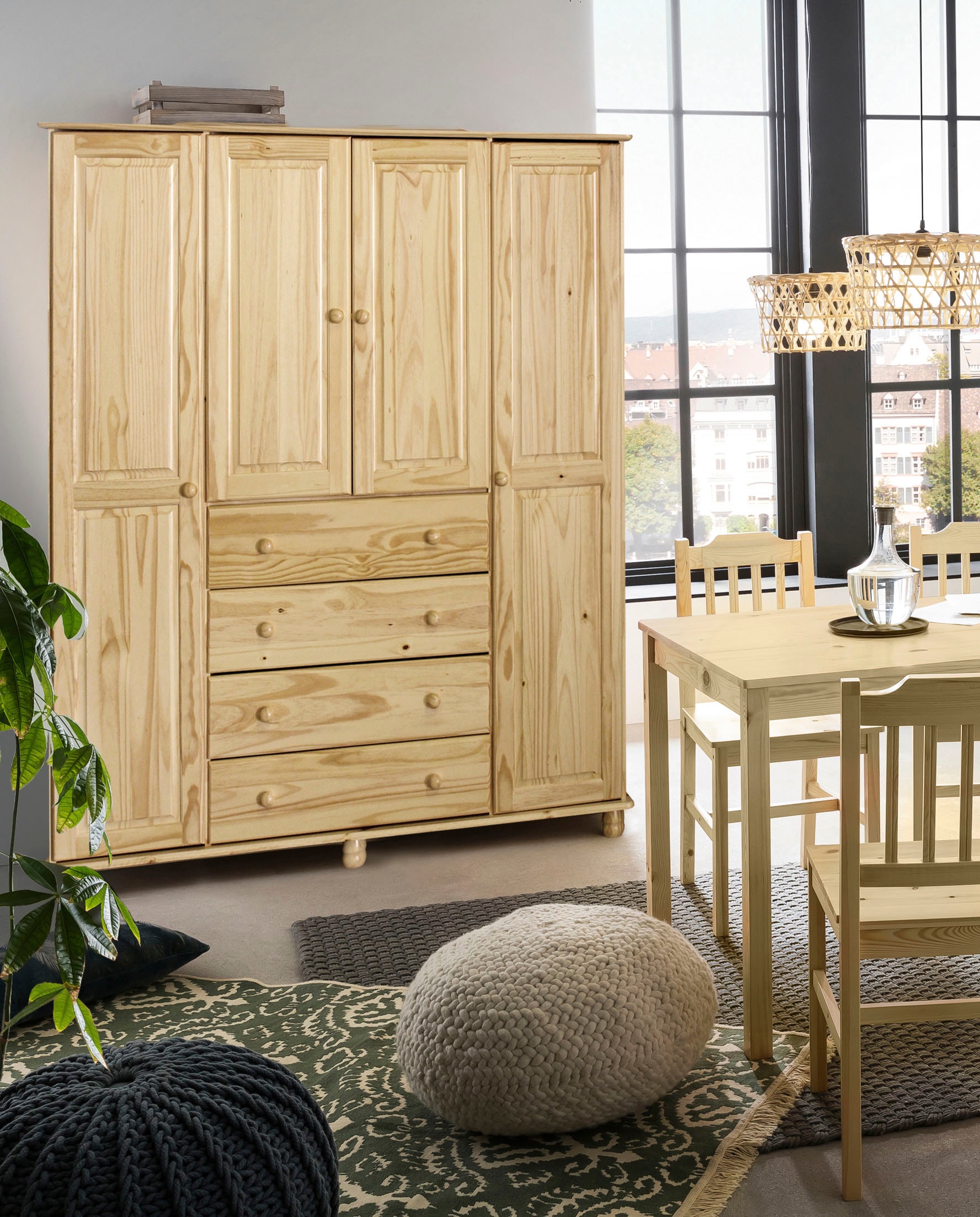 Home affaire Kleiderschrank 1 Stk. tlg. gefertigt aus massivem Kiefernholz günstig online kaufen