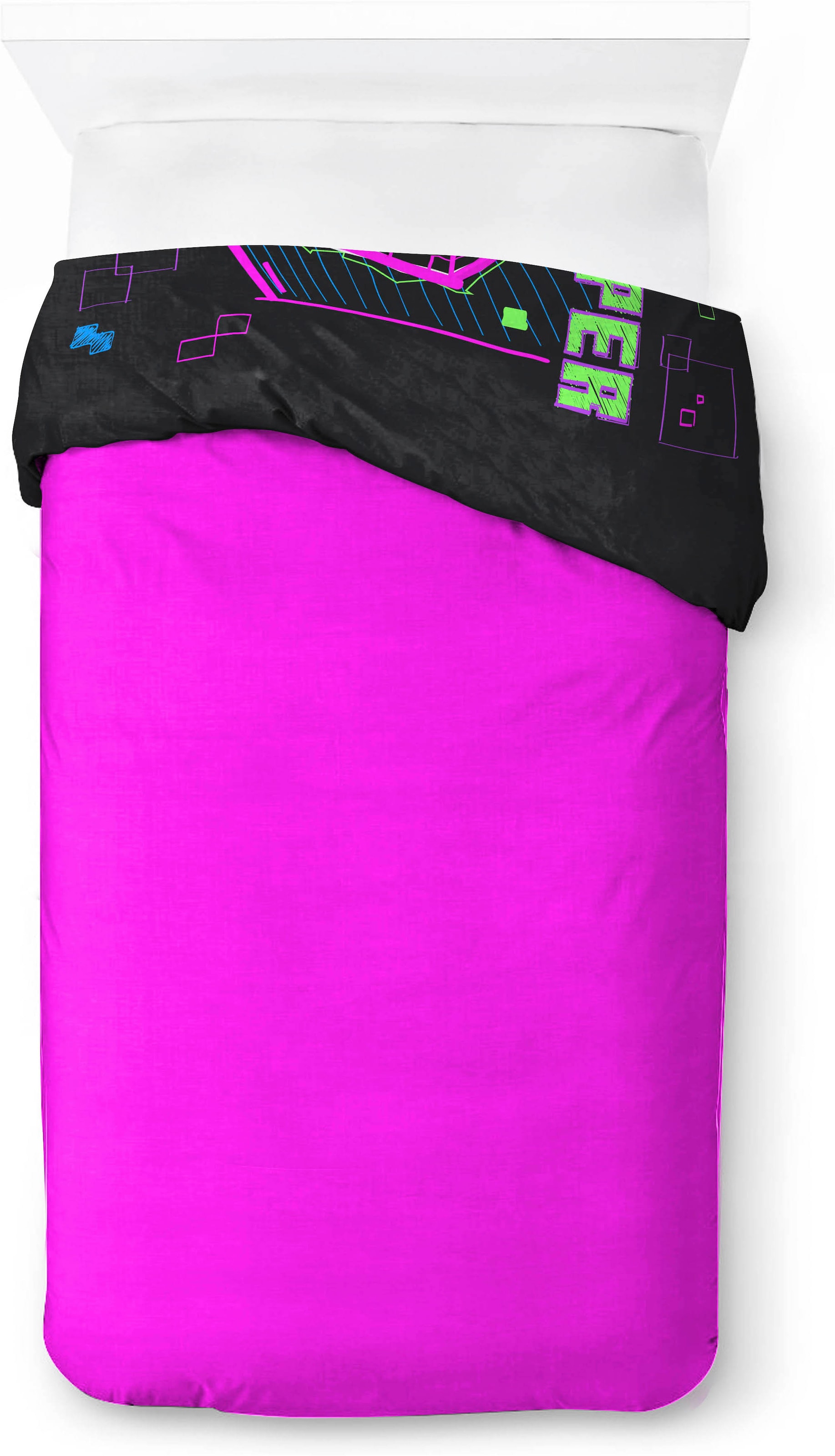 Minecraft Kinderbettwäsche »Minecraft Cyber Neon« 2 100% Baumwolle