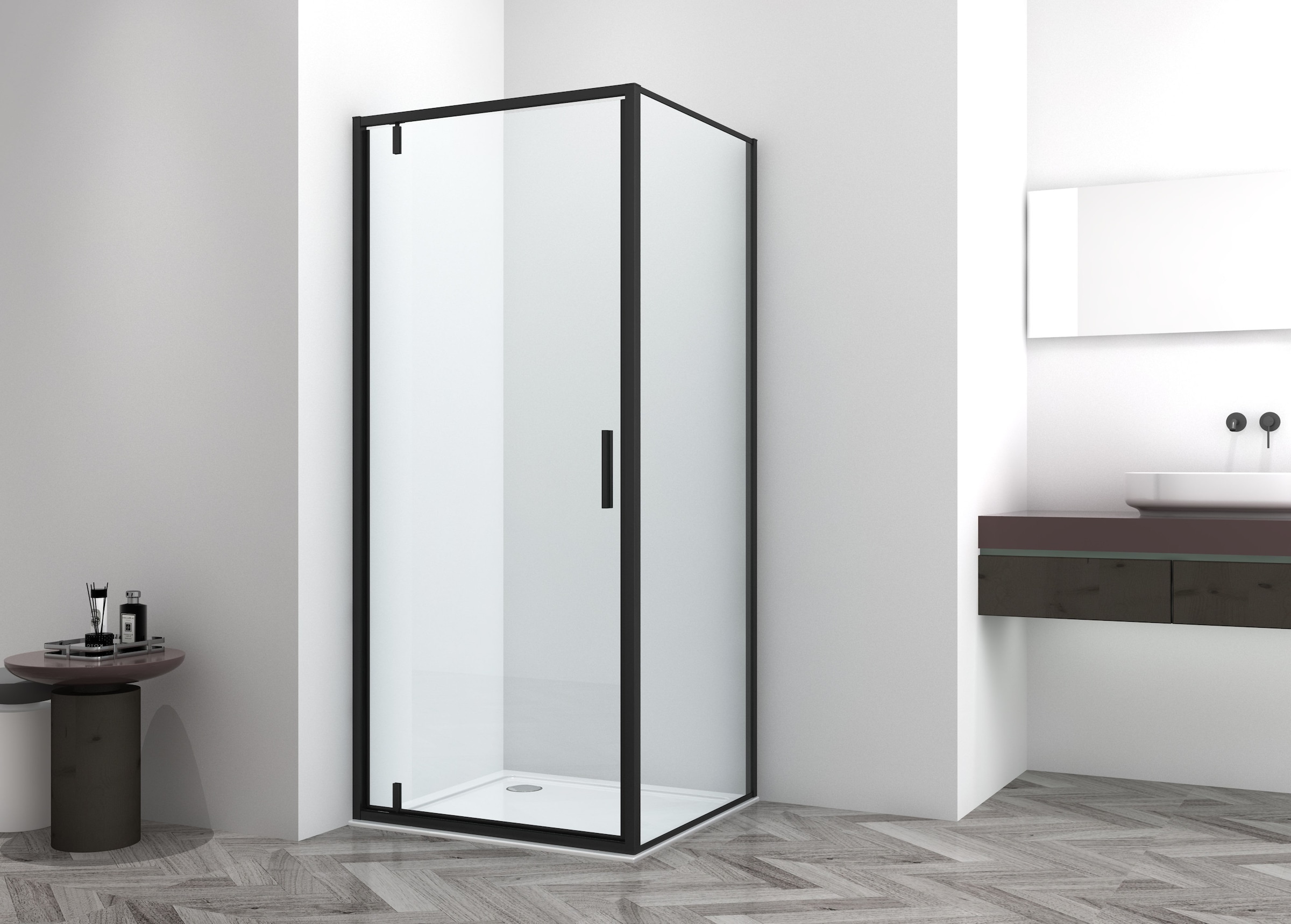Sanotechnik Dusch-Schwingtür »Sanotechnik SlimLine Schwenktür schwarz« Easy Clean Beschichtung