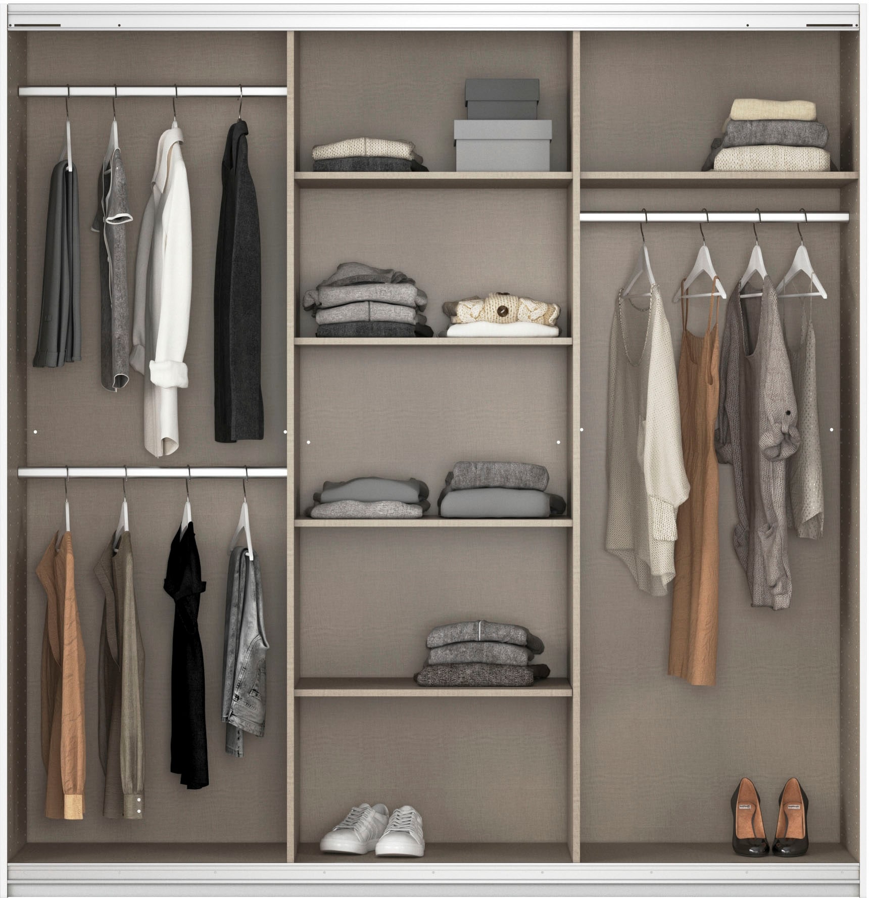 rauch Schwebetürenschrank »Kleiderschrank Schrank OTTO´S CHOICE Garderobe AGORDO«, (in zwei Griff-Farben), Top Innenausstattung, in 4 Breiten und 2 Höhen MADE IN GERMANY