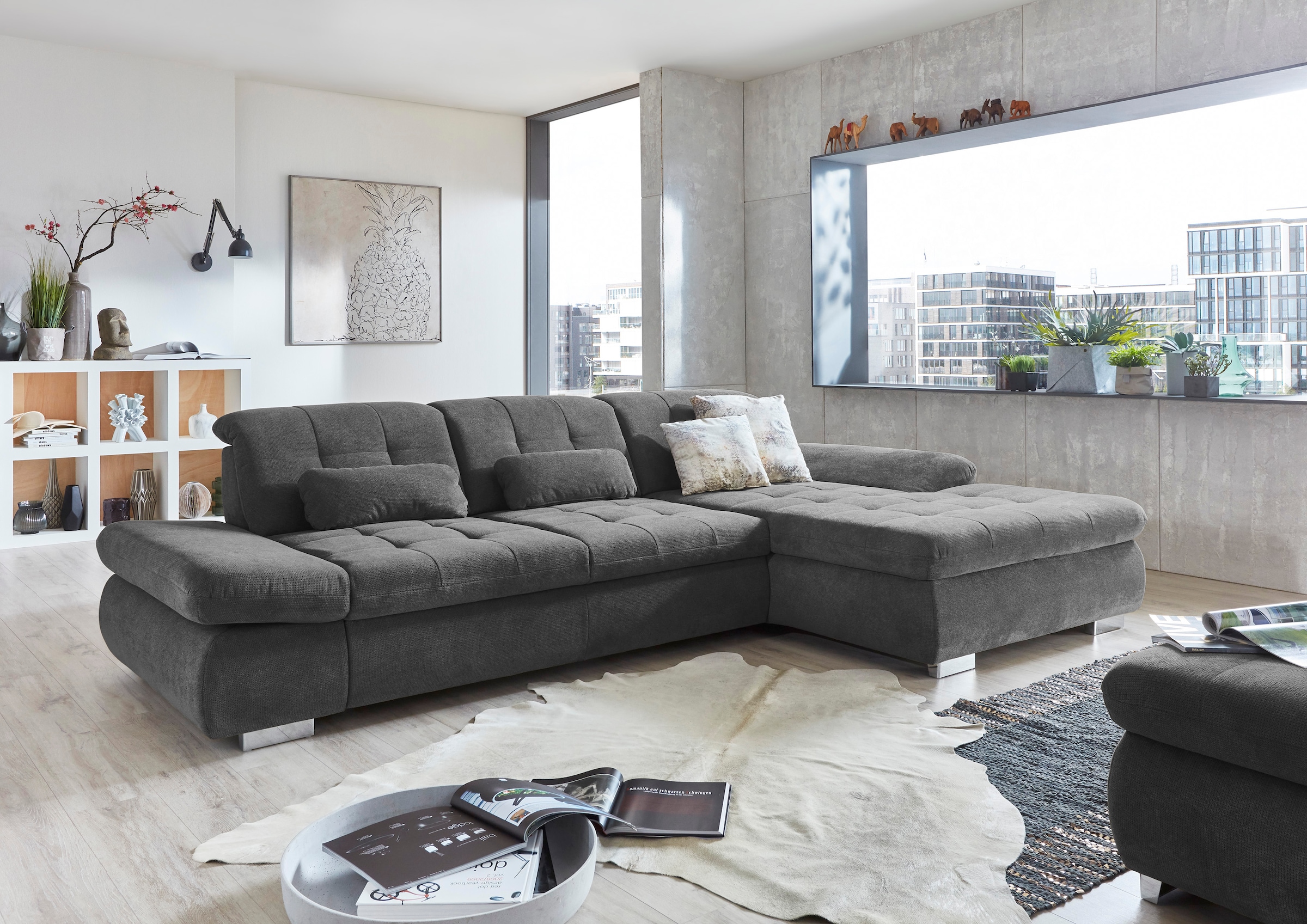 Die PlanBar Ecksofa »MP-IN17004 L-Form«, wahlweise mit Bettfunktion, Sitztiefen- und Kopfteilverstellung