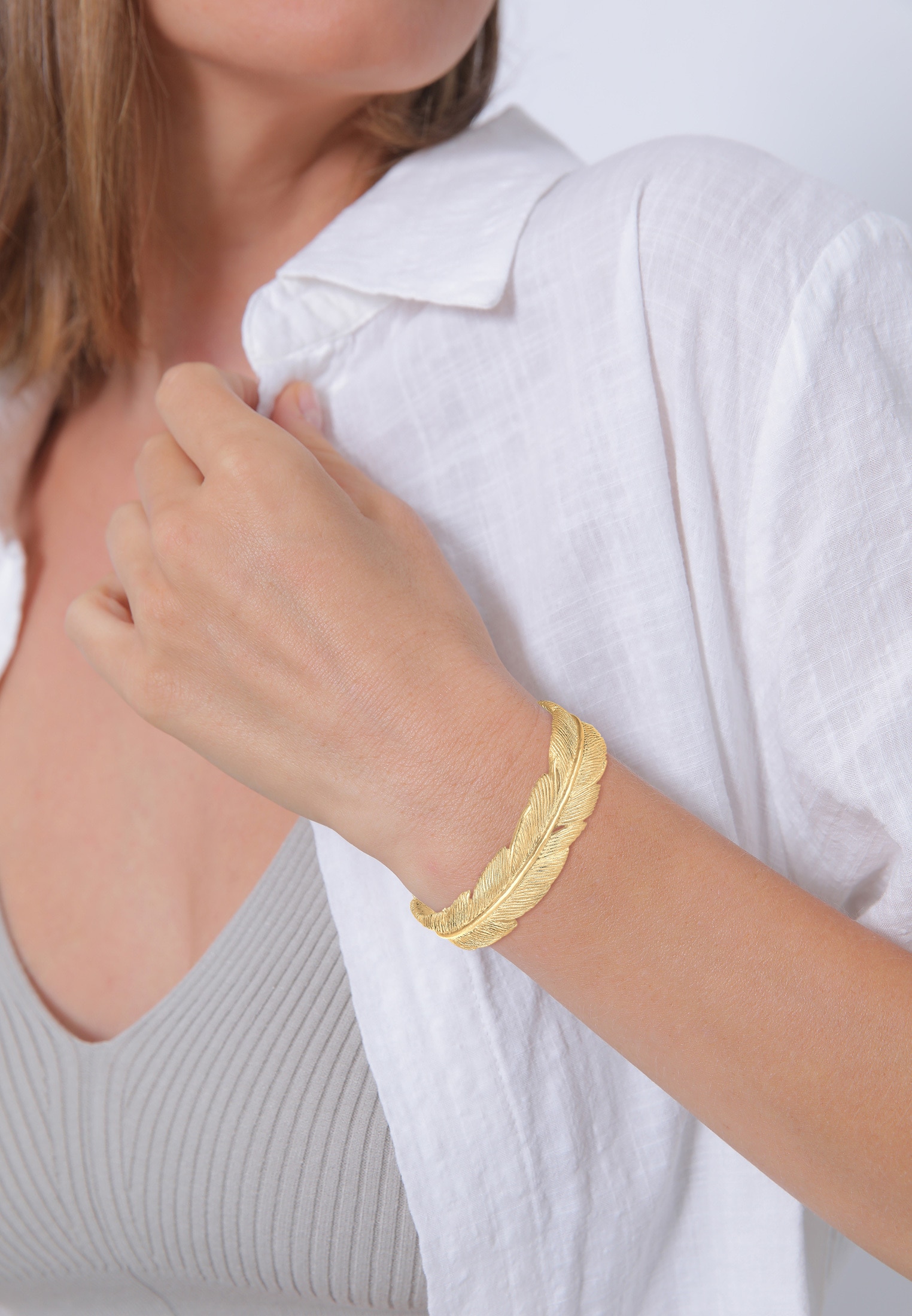 Elli Premium Armreif »Armspange Feder 925 Sterling Silber«