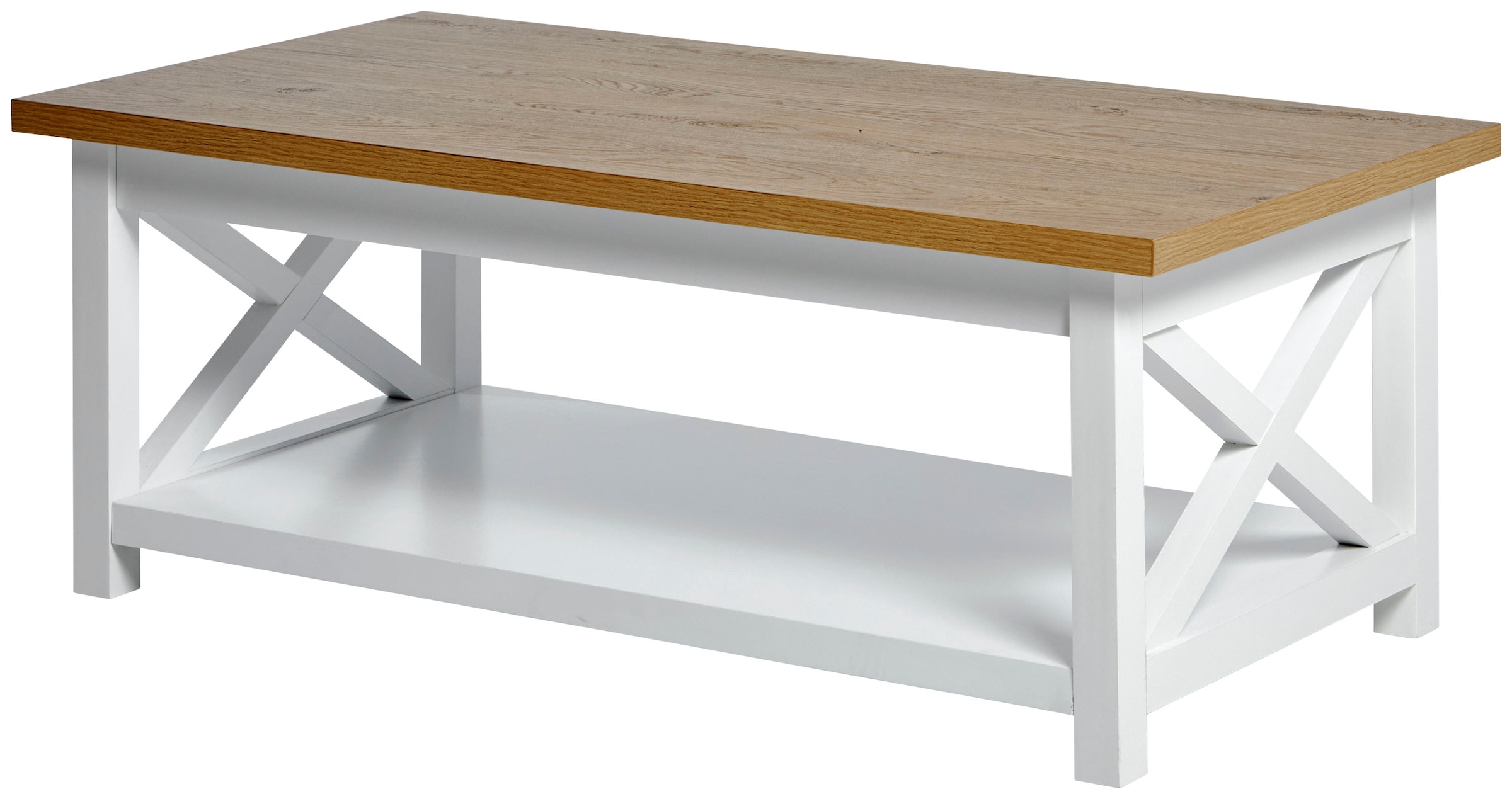 Jahnke Couchtisch »CHALET COFFEE«, (1 St.), Couchtisch, Kaffetisch, mit Ablageboden, Landhausstil, X-Design