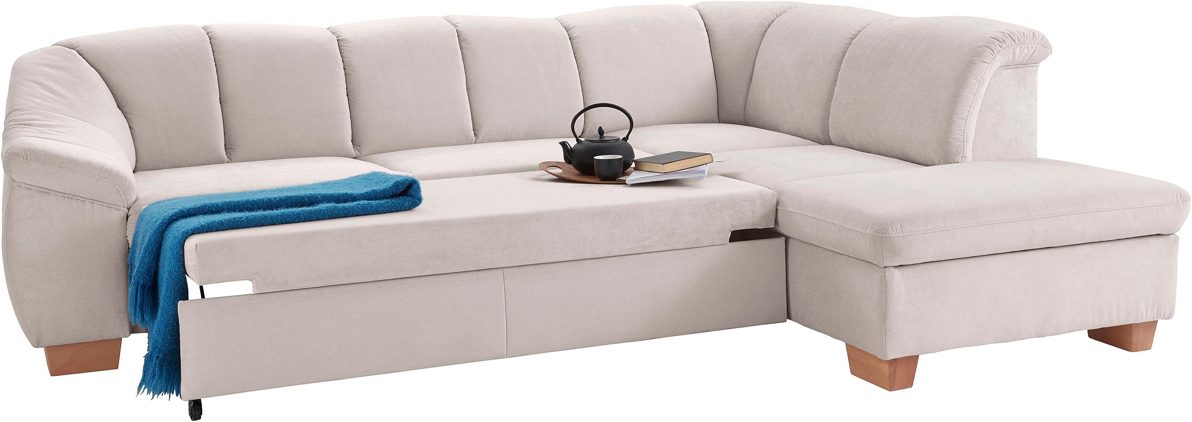 sit&more Ecksofa »Santo L-Form«, mit Federkern, wahlweise mit Bettfunktion und Stauraum
