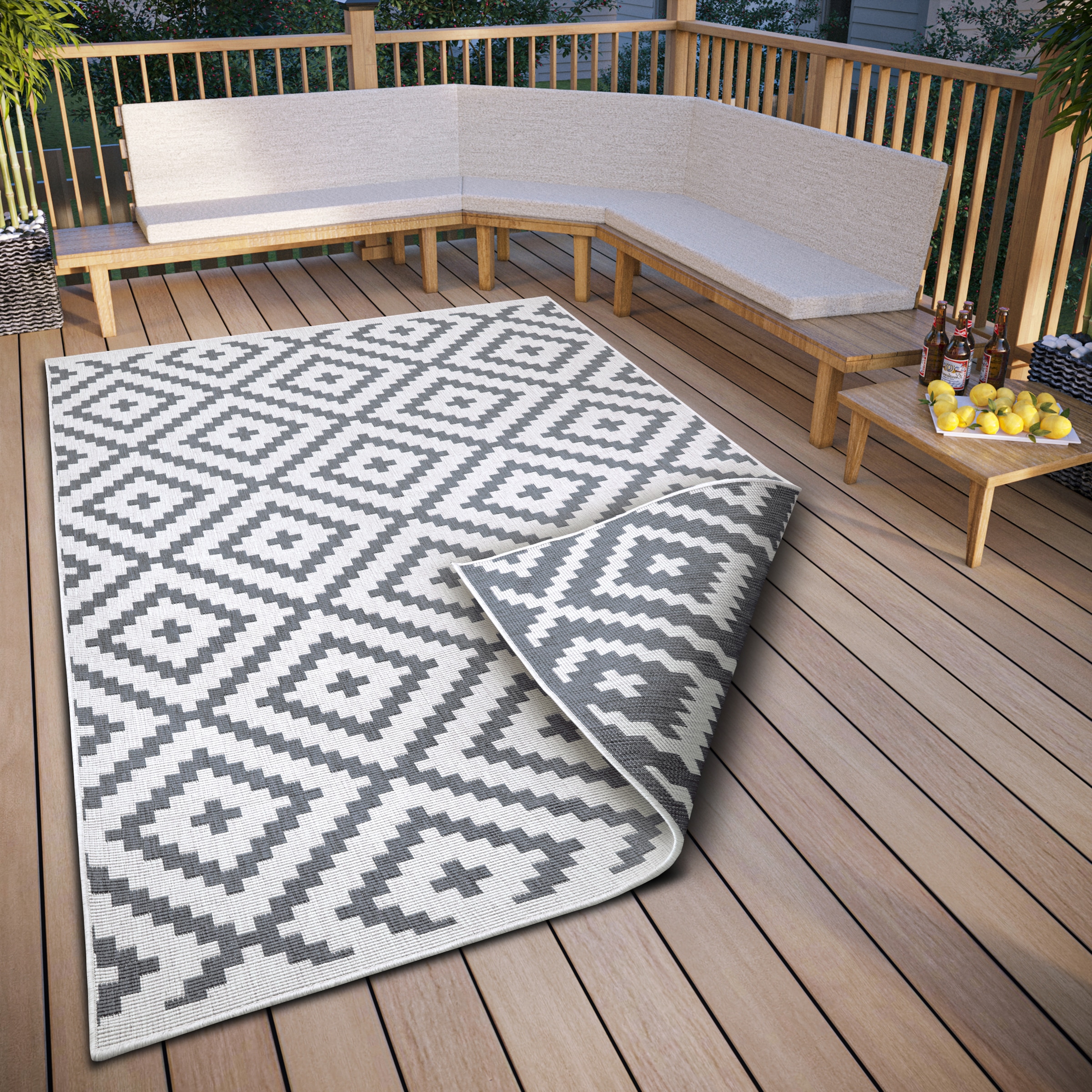 my home Teppich »Ronda Wendeteppich«, rechteckig, 5 mm Höhe, Sisal-Optik, Flachgewebe, In- und Outdoor, geometrisches Boho Design