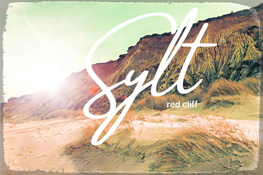 queence Metallbild »Sylter Red Cliff«, Schriftzüge-Schriftzug-Meer-Strand, (1 St.), Stahlschilder