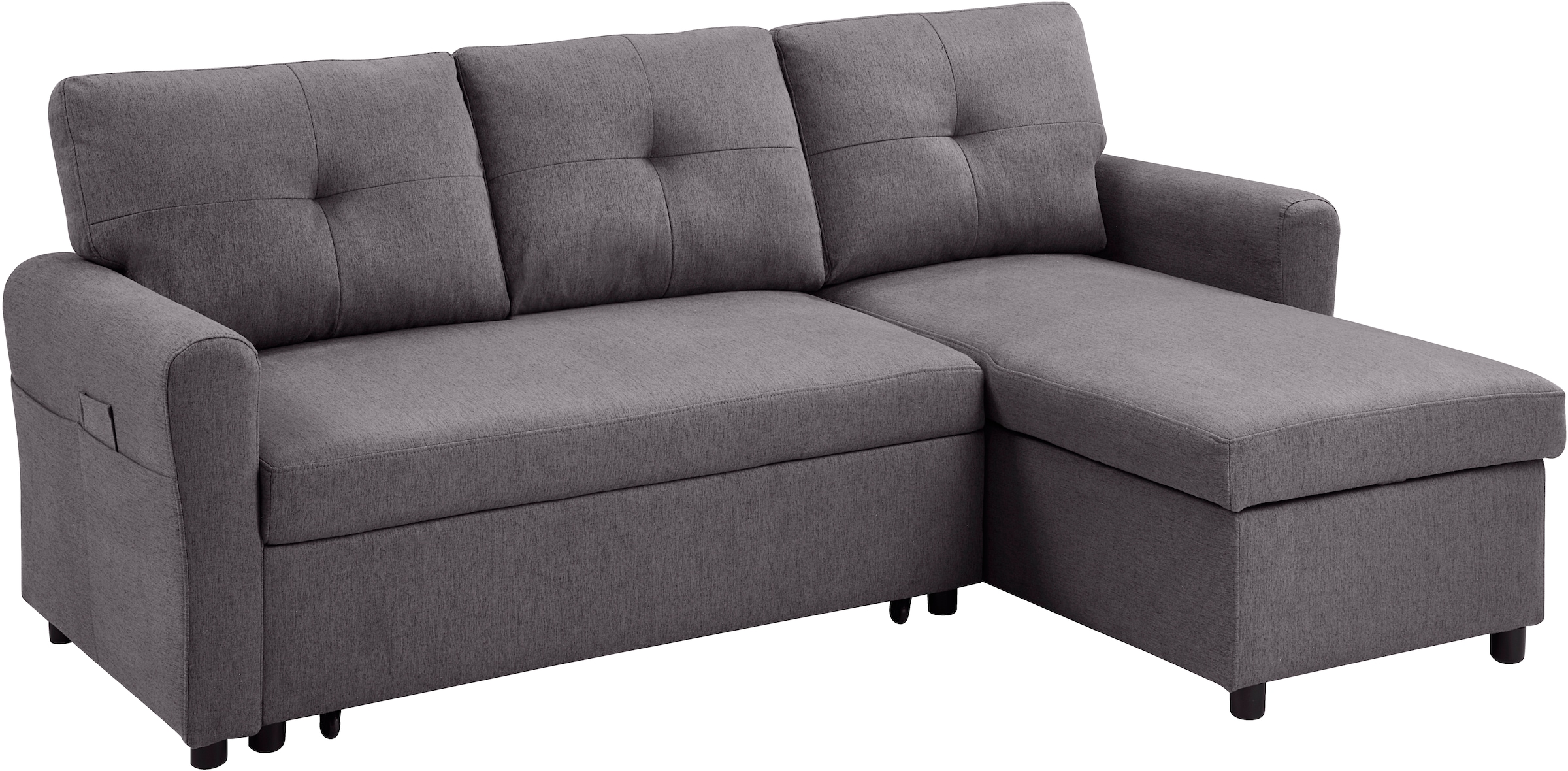 ATLANTIC home collection Ecksofa »Gustavo L-Form«, mit Schlaffunktion, Stauraum & seitlichen Taschen